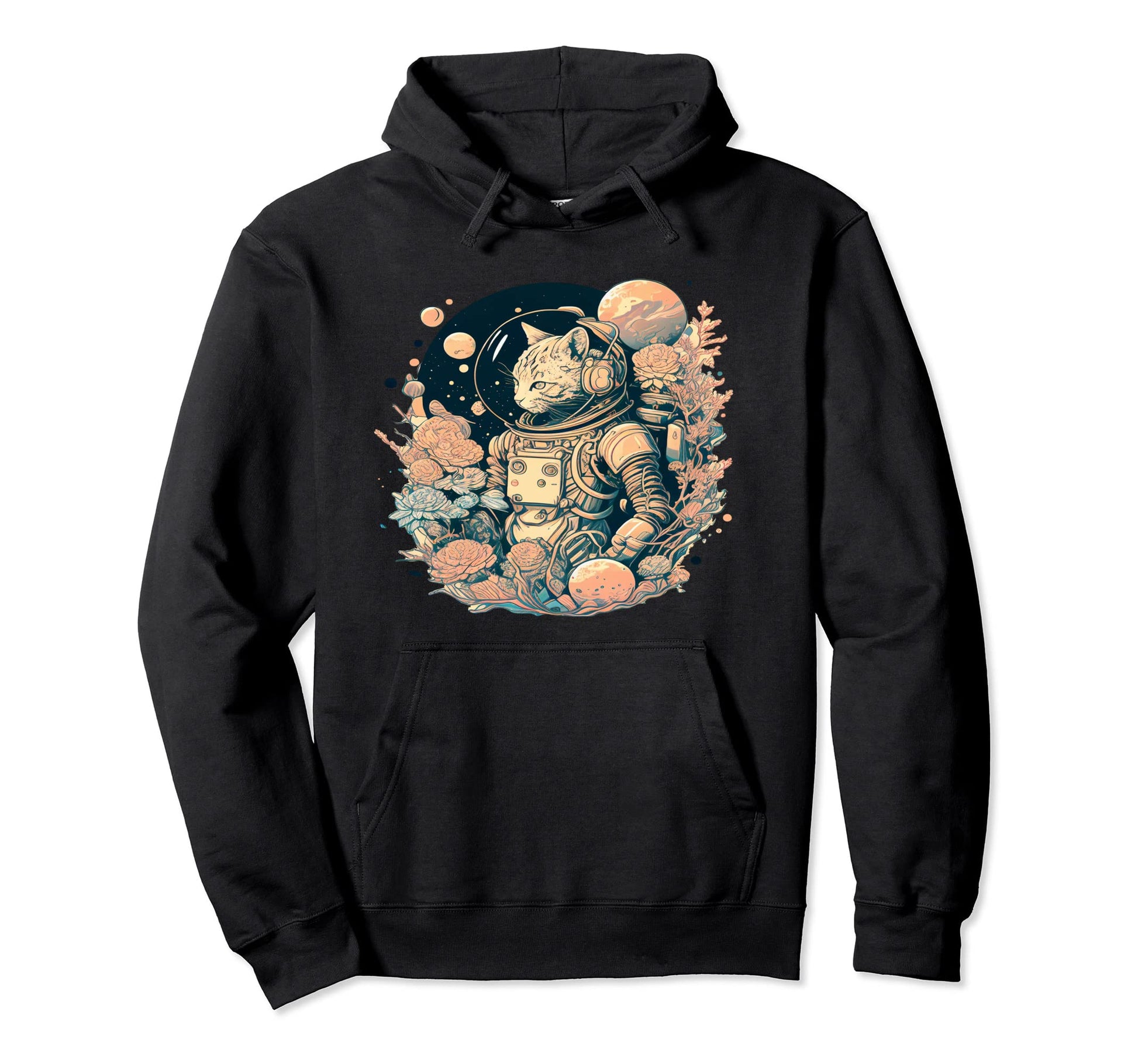 Abstract Creative Astronaut Cat Pop Color Hoodie - Unique Graphic Men Women - T-Shirt, Sweatshirt, Hoodie