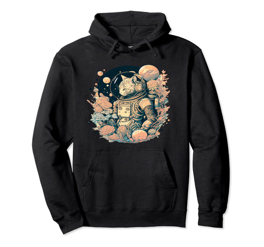Abstract Creative Astronaut Cat Pop Color Hoodie - Unique Graphic Men Women - T-Shirt, Sweatshirt, Hoodie