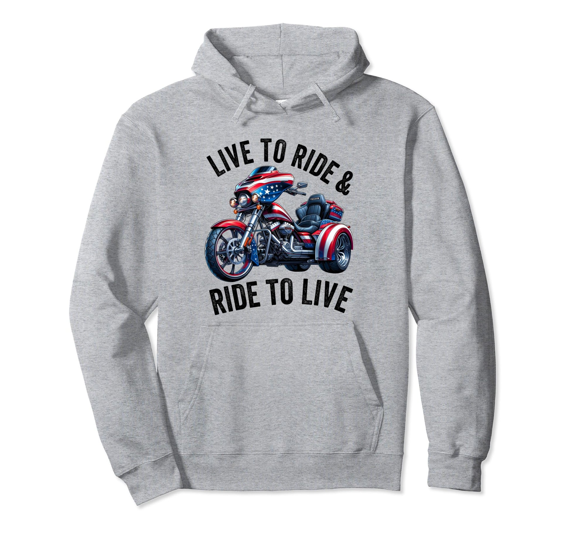 Usa Trike Motorcycle Patriotic Hoodie - Fun Novelty Design Men Women - T-Shirt, Sweatshirt, Hoodie