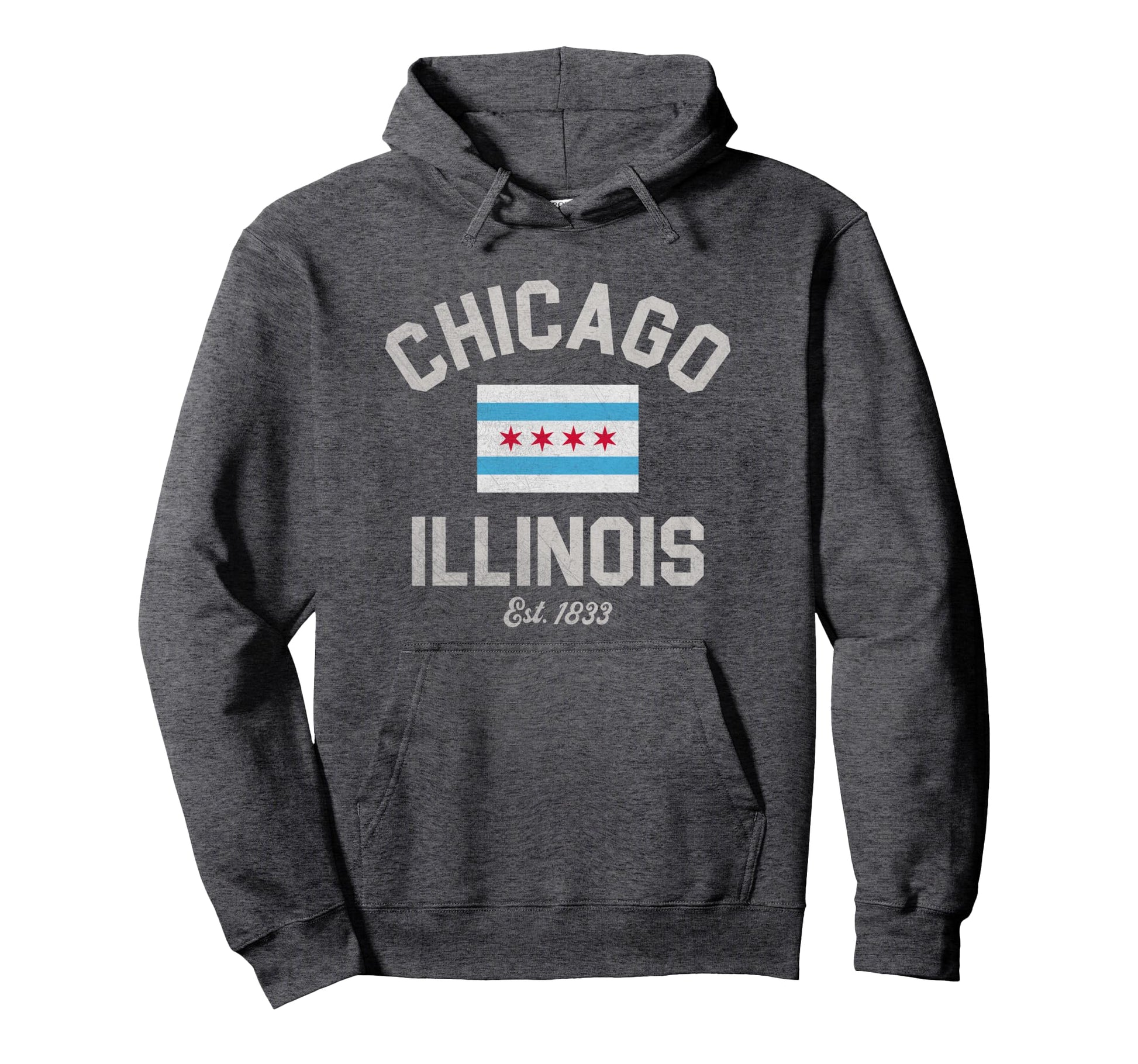 Chicago Illinois Est 1833 Hoodie - Unique Graphic for Adults - T-Shirt, Sweatshirt, Hoodie