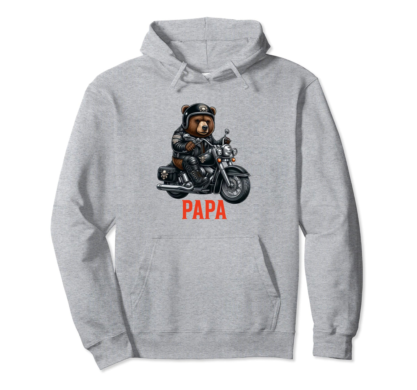 Papa Biker Bear Motorcycle Dad Biker Hoodie - Novelty Apparel for Adults - T-Shirt, Sweatshirt, Hoodie