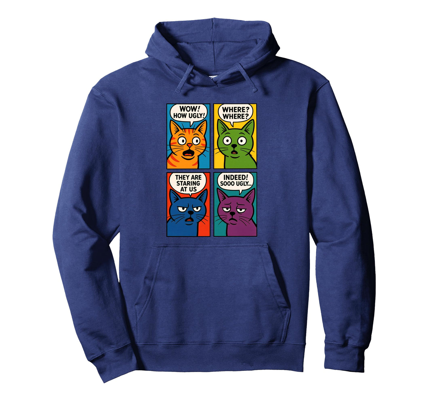 Funny Cat Pop Art Animal Hoodie - Custom Art Print for Adults - T-Shirt, Sweatshirt, Hoodie