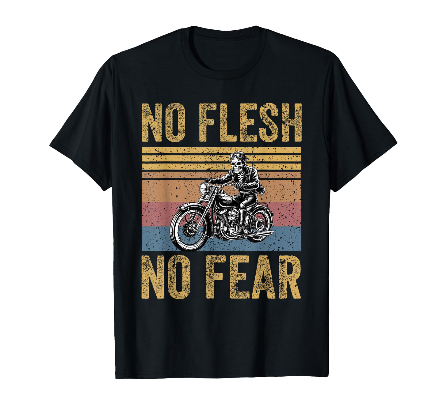No Flesh No Fear Skeleton Biker T-Shirt - Graphic Print for Adults - T-Shirt, Sweatshirt, Hoodie