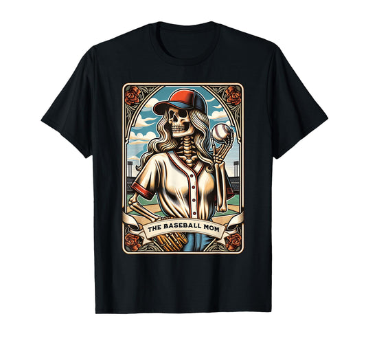 Baseball Mom Skeleton Tarot Card T-Shirt - Casual Everyday Wear Unisex - T-Shirt, Sweatshirt, Hoodie