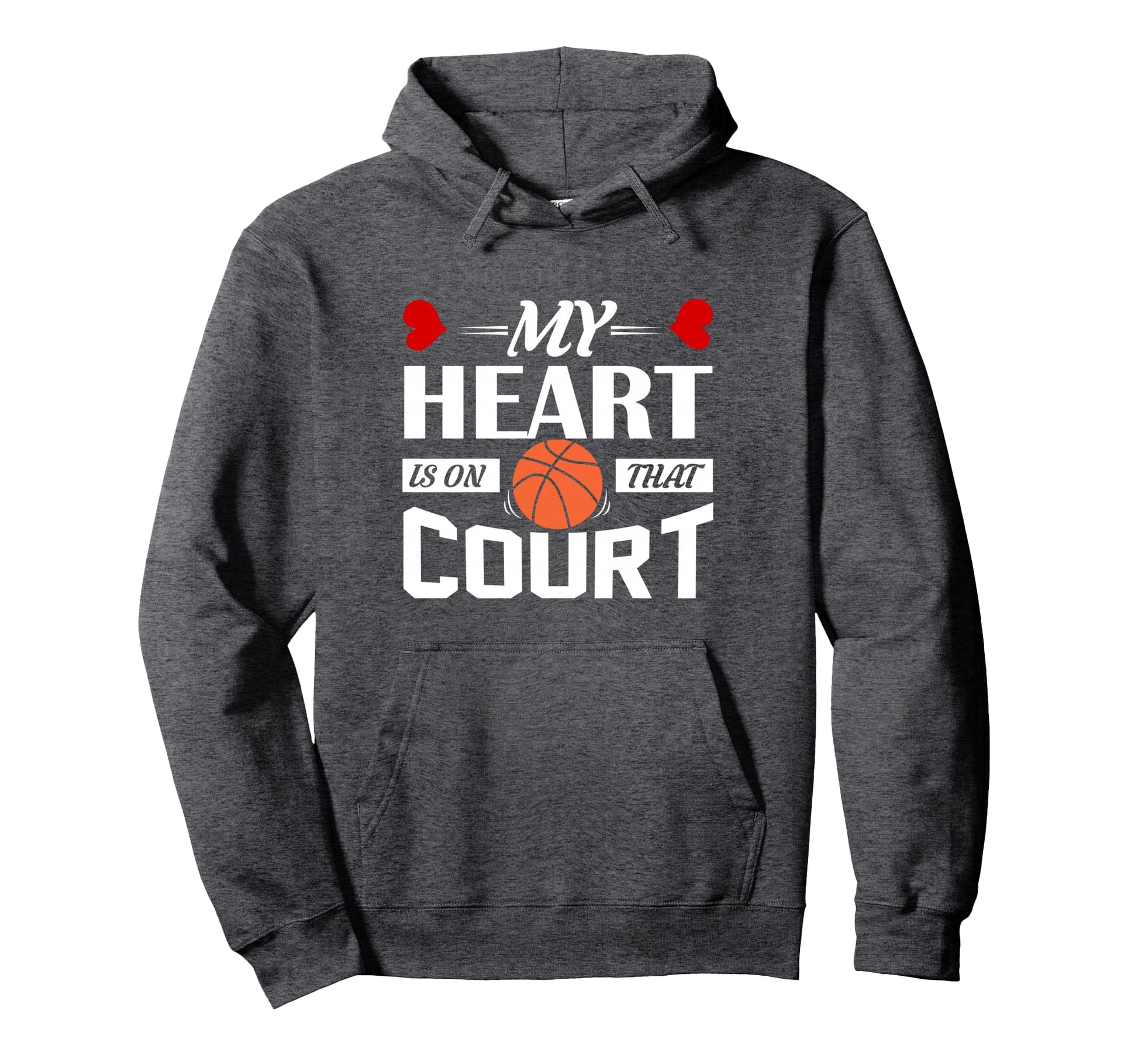 My Heart Is That Court Basketball Mom Hoodie - Trendy Graphic for Adults - T-Shirt, Sweatshirt, Hoodie
