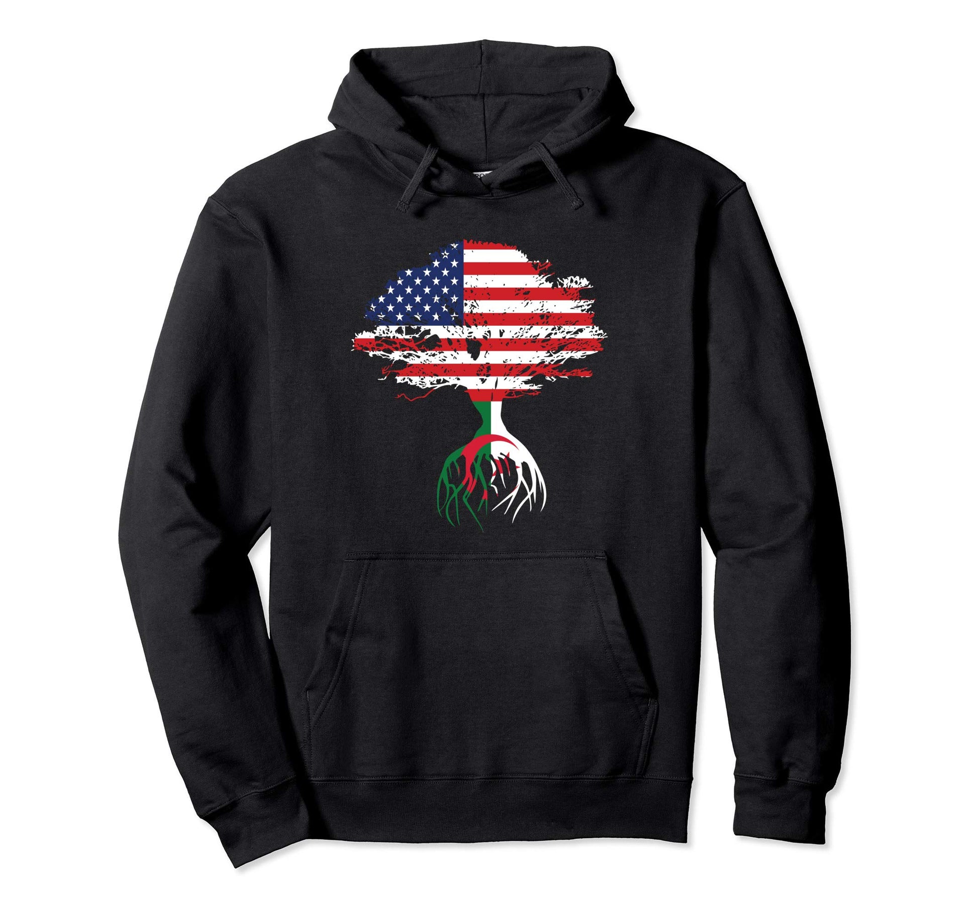 Algerian Roots American Flag Algeria Hoodie - Streetwear Style for Adults - T-Shirt, Sweatshirt, Hoodie
