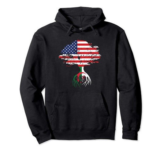 Algerian Roots American Flag Algeria Hoodie - Streetwear Style for Adults - T-Shirt, Sweatshirt, Hoodie