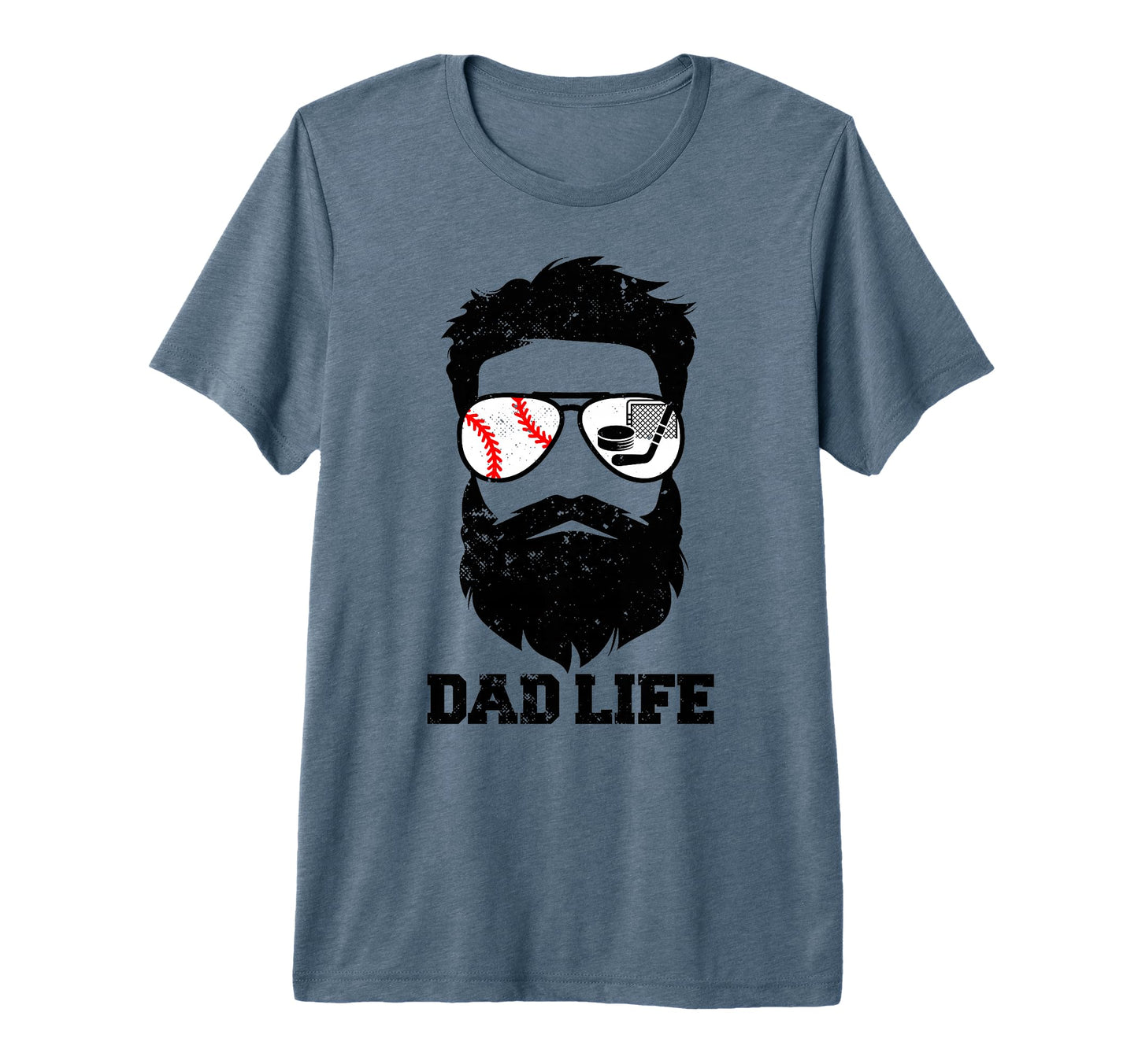 Mens Baseball Hockey Dad Messy Hair T-Shirt - Custom Art Print Unisex - T-Shirt, Sweatshirt, Hoodie