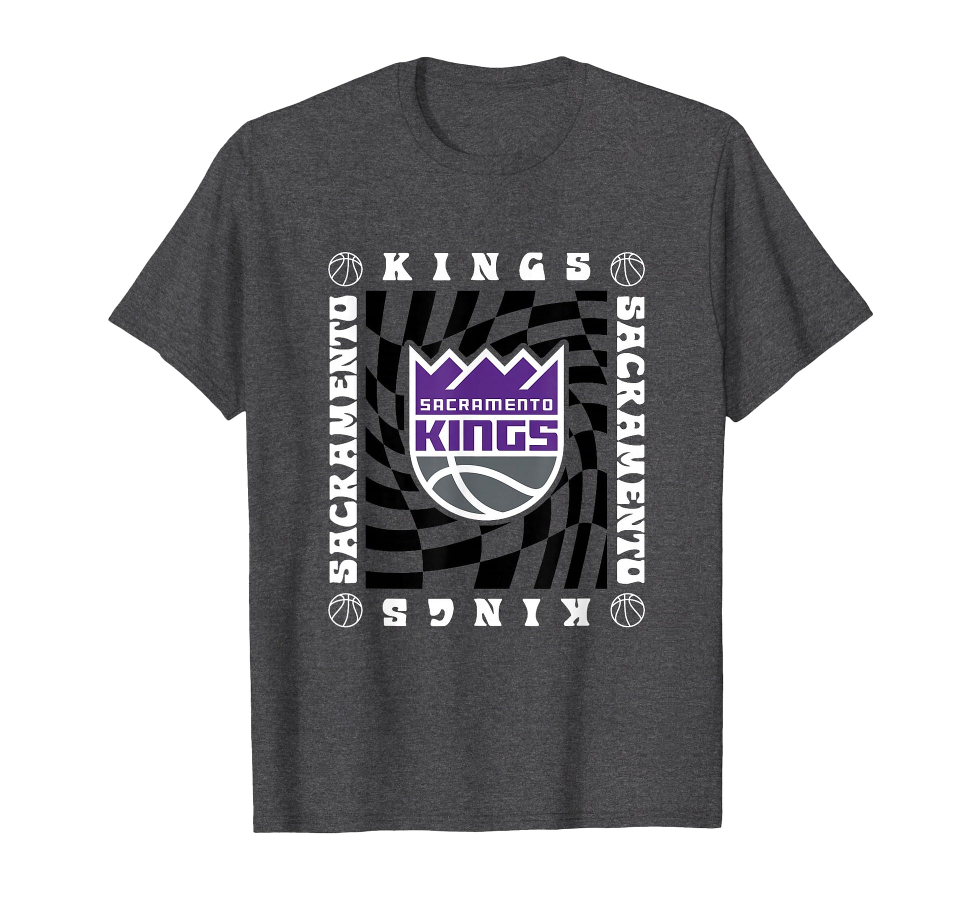 Nba Sacramento Kings Checkerboard Wave T-Shirt - Minimalist Print Men Women - T-Shirt, Sweatshirt, Hoodie