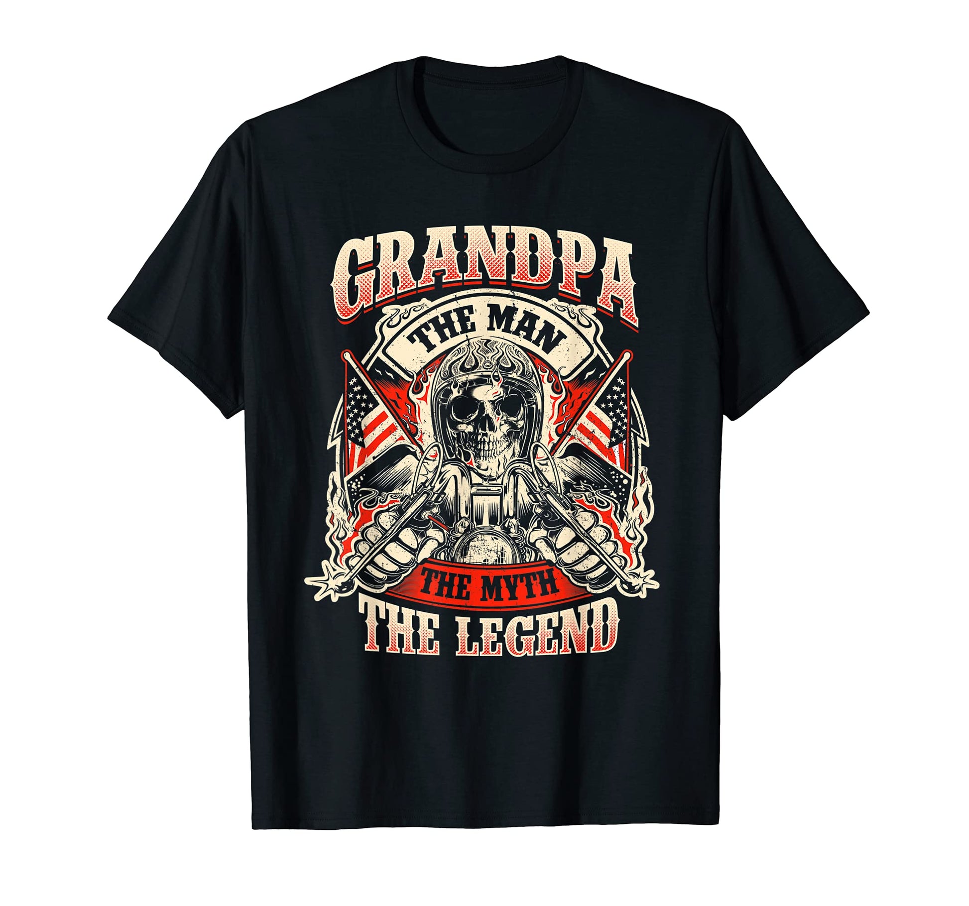 Grandpa Myth Legend Motorcycle T-Shirt - Fun Novelty Design for Adults - T-Shirt, Sweatshirt, Hoodie