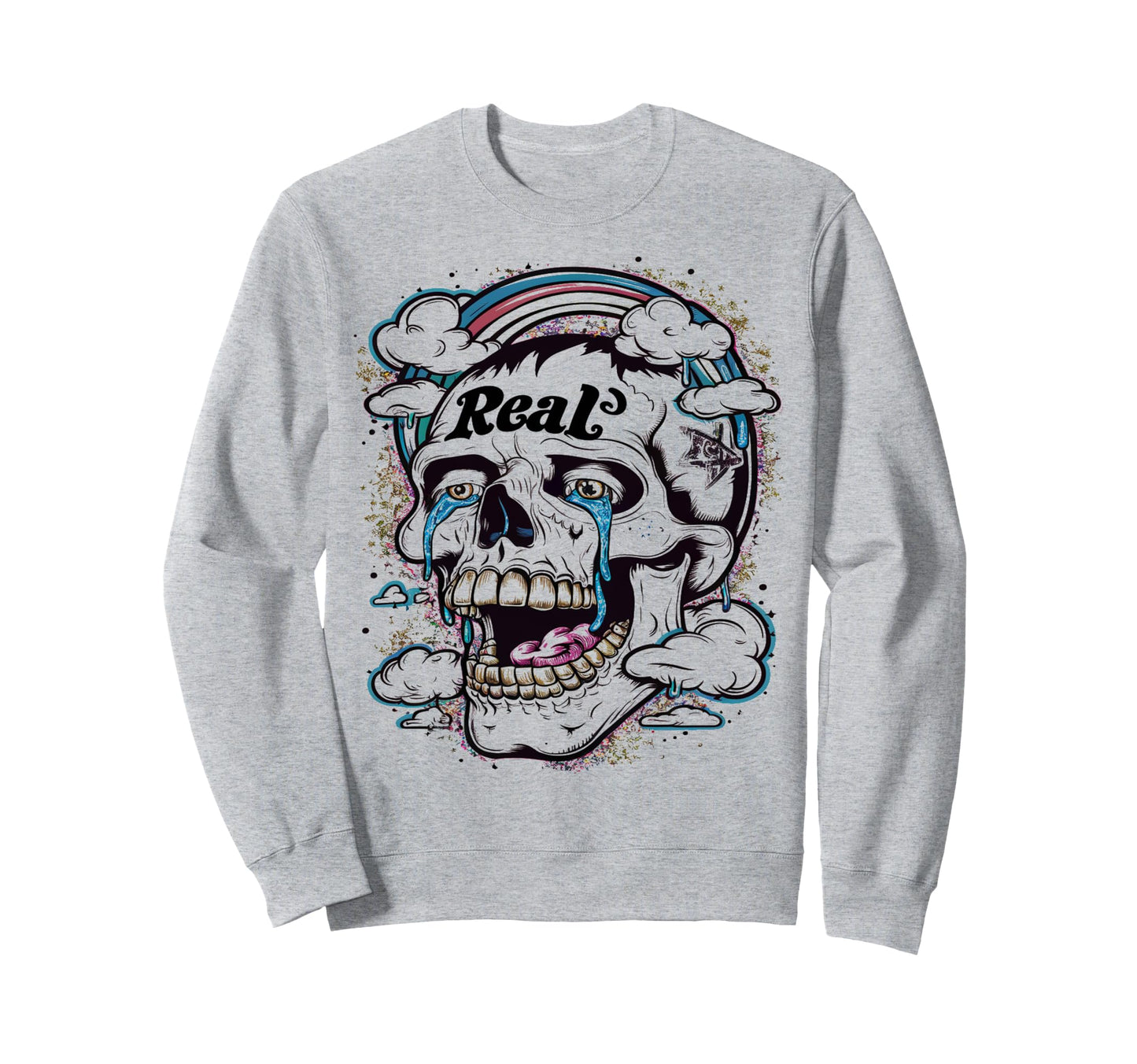 Gothic Pop Art Skeleton Meme Face Sweatshirt - Minimalist Print for Adults - T-Shirt, Sweatshirt, Hoodie