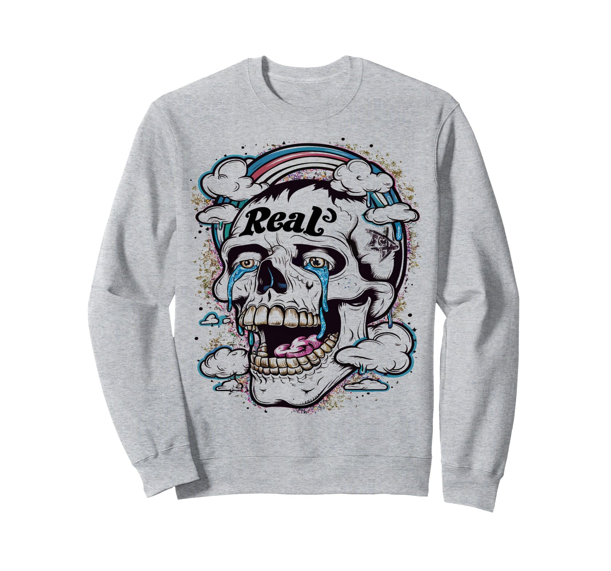 Gothic Pop Art Skeleton Meme Face Sweatshirt - Minimalist Print for Adults - T-Shirt, Sweatshirt, Hoodie