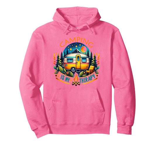 Camping Is My Therapy Hoodie - Aesthetic Graphic for Adults - T-Shirt, Sweatshirt, Hoodie