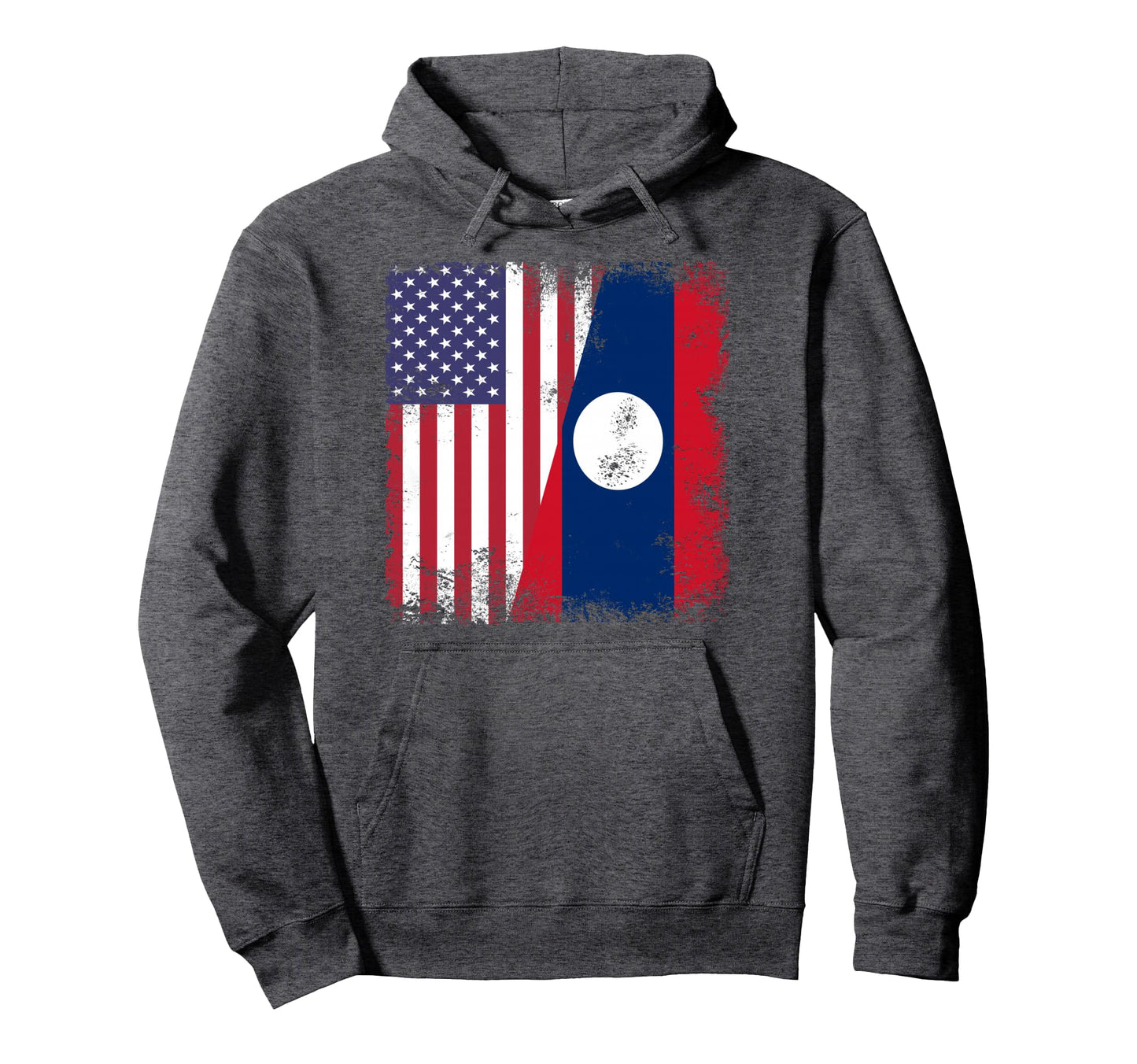 Half Lao Laotian Flag Laos Usa Gift Hoodie - Custom Art Print for Adults - T-Shirt, Sweatshirt, Hoodie