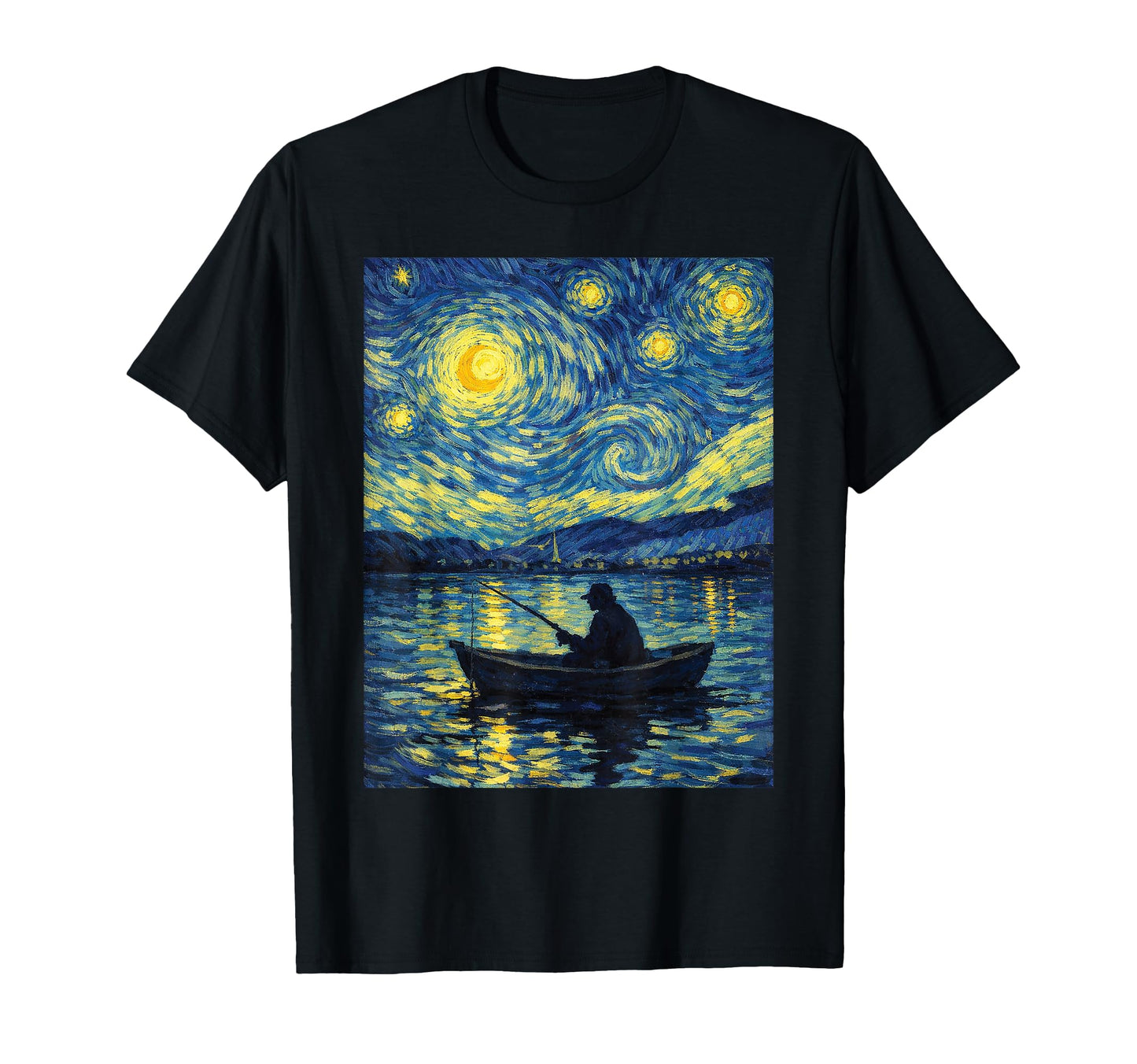 Starry Night Fishing Boat Van Gogh T-Shirt - Trendy Graphic Men Women - T-Shirt, Sweatshirt, Hoodie