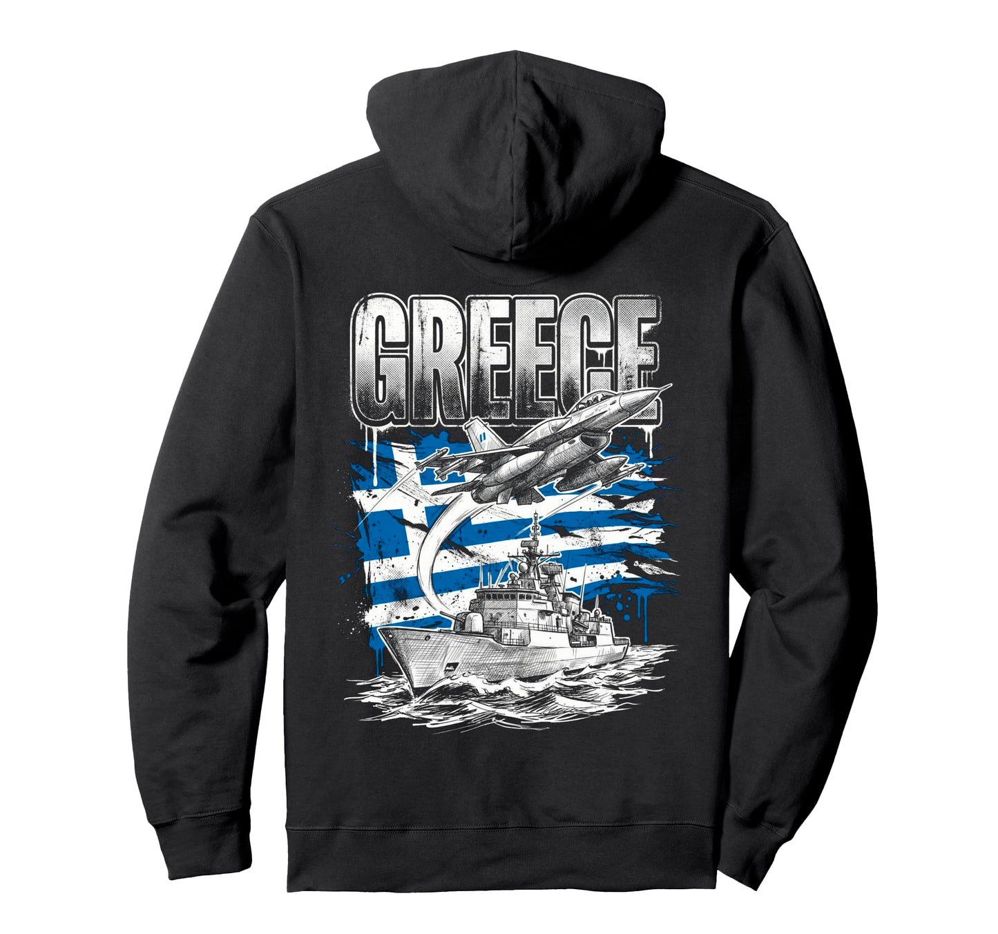 Greece Flag Military Veteran Fighter Hoodie - Aesthetic Graphic Men Women - T-Shirt, Sweatshirt, Hoodie