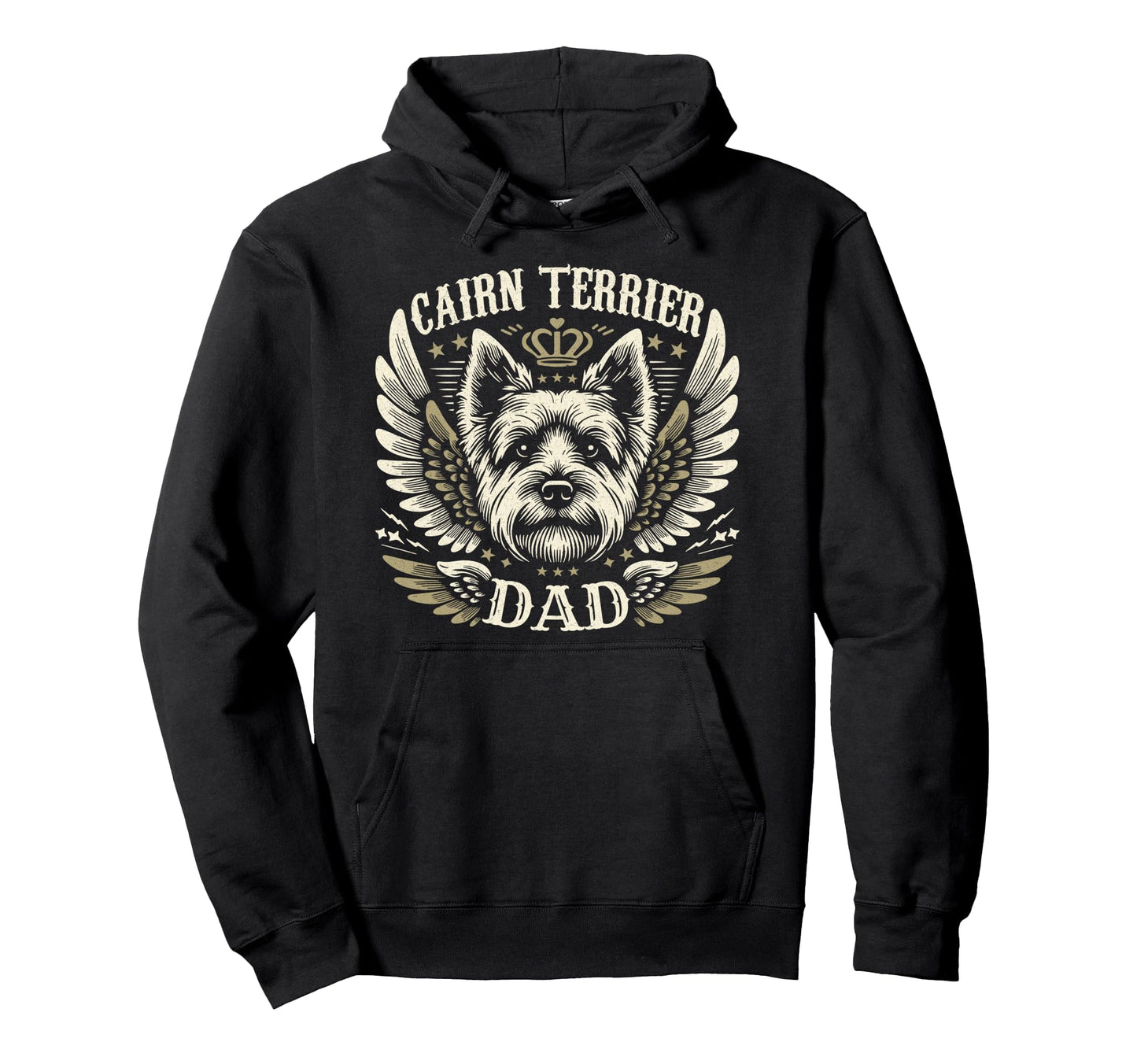 Cairn Terrier Dad Biker Wings Hoodie - Casual Everyday Wear Men Women - T-Shirt, Sweatshirt, Hoodie