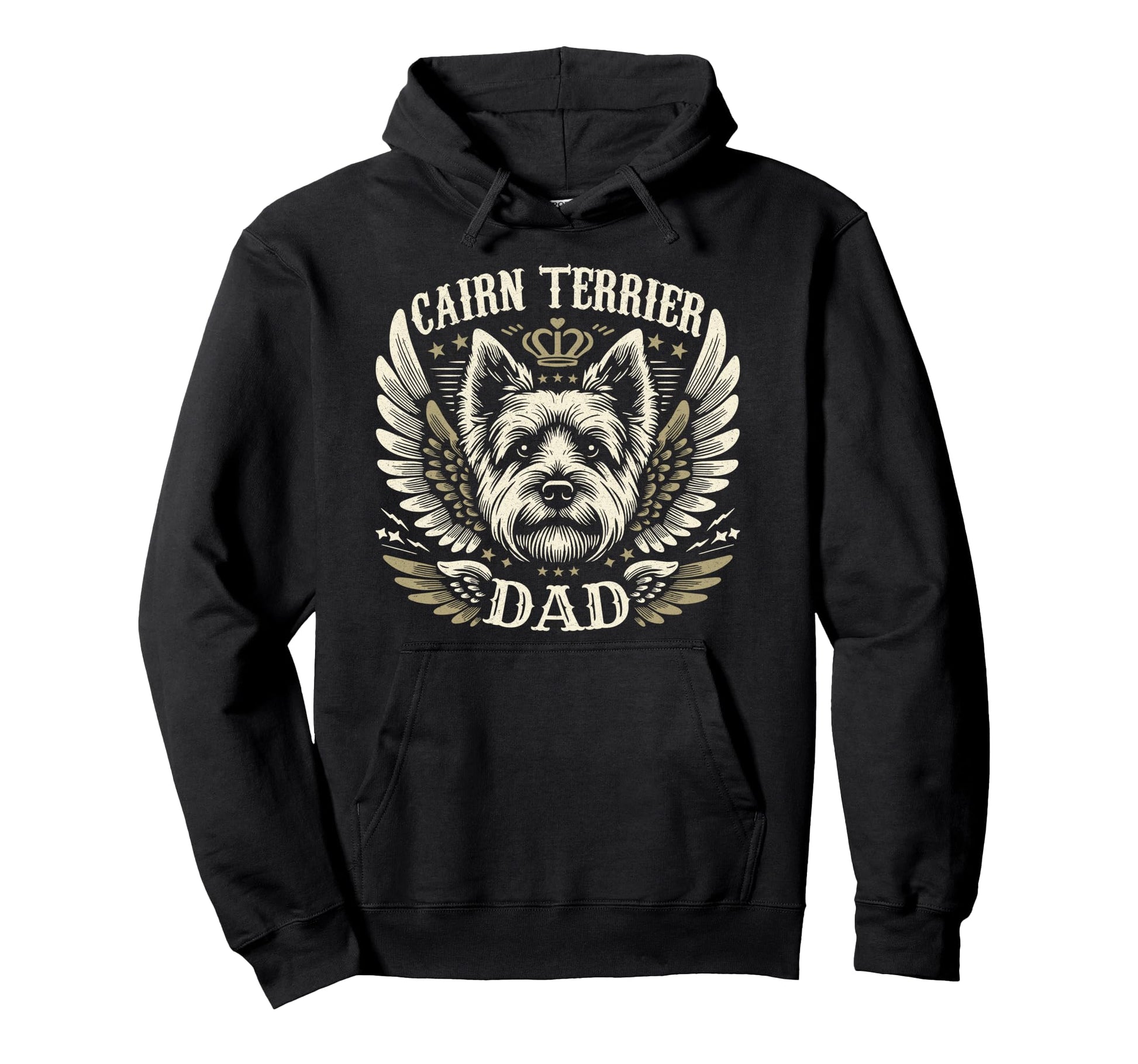 Cairn Terrier Dad Biker Wings Hoodie - Casual Everyday Wear Men Women - T-Shirt, Sweatshirt, Hoodie