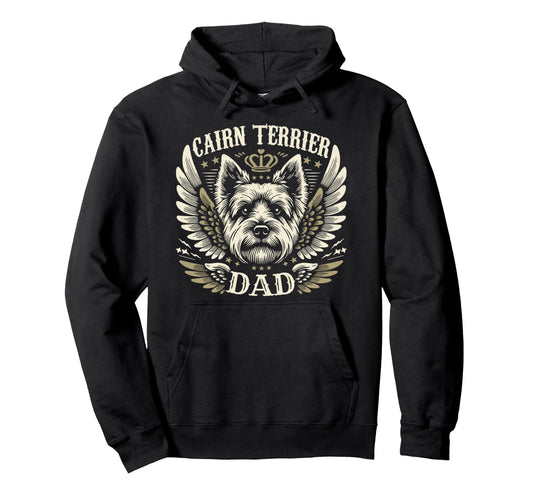 Cairn Terrier Dad Biker Wings Hoodie - Casual Everyday Wear Men Women - T-Shirt, Sweatshirt, Hoodie
