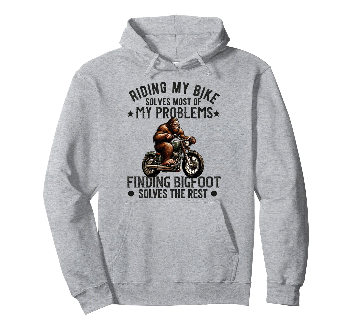 Bigfoot Motorcycle Sasquatch Dad Biker Hoodie - Graphic Print Unisex - T-Shirt, Sweatshirt, Hoodie