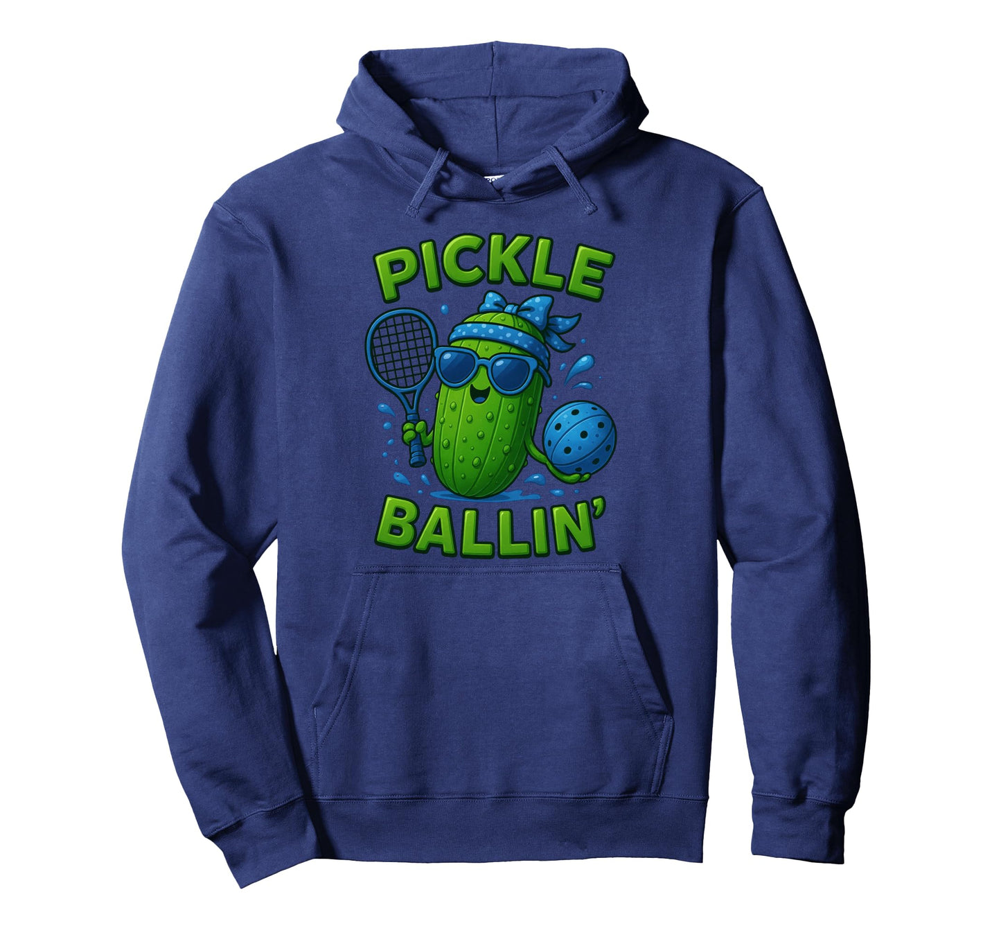 Pickle Ballin Pickle Ball Funny Blue Hoodie - Custom Art Print Men Women - T-Shirt, Sweatshirt, Hoodie