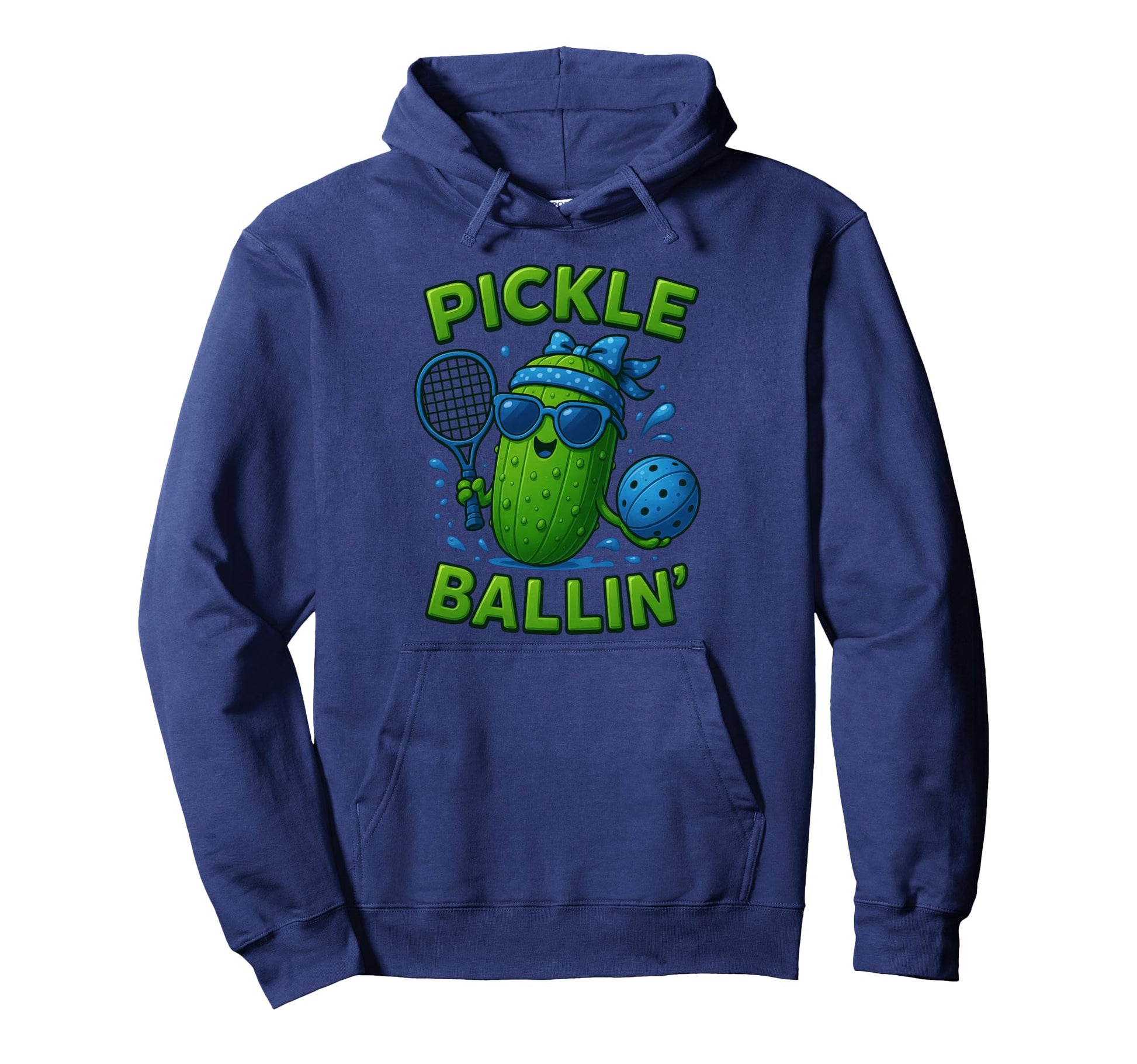 Pickle Ballin Pickle Ball Funny Blue Hoodie - Custom Art Print Men Women - T-Shirt, Sweatshirt, Hoodie