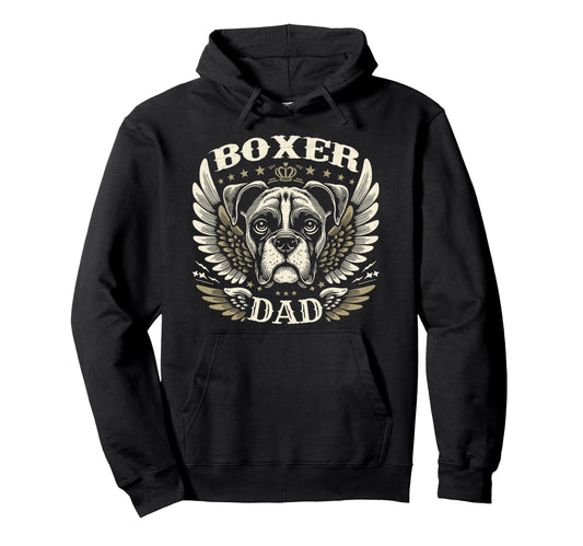 Boxer Dad Biker Wings Motorcycle Lover Boxer Hoodie - Graphic Print Unisex - T-Shirt, Sweatshirt, Hoodie