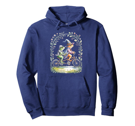 Bicycle Charm Frog Tandem Cycling Hoodie - Fun Novelty Design Men Women - T-Shirt, Sweatshirt, Hoodie
