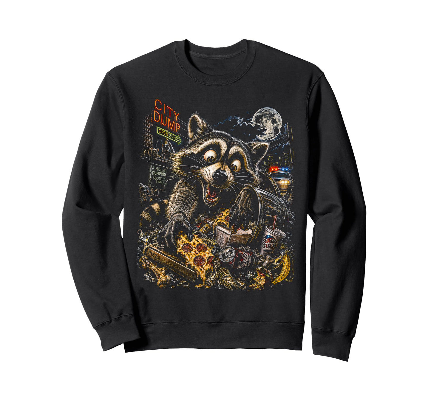 80S Raccoon Feral Trash Streetwear Sweatshirt - Aesthetic Graphic Unisex - T-Shirt, Sweatshirt, Hoodie
