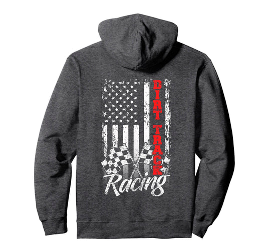 American Flag Dirt Track Racing Car Hoodie - Minimalist Print Men Women - T-Shirt, Sweatshirt, Hoodie
