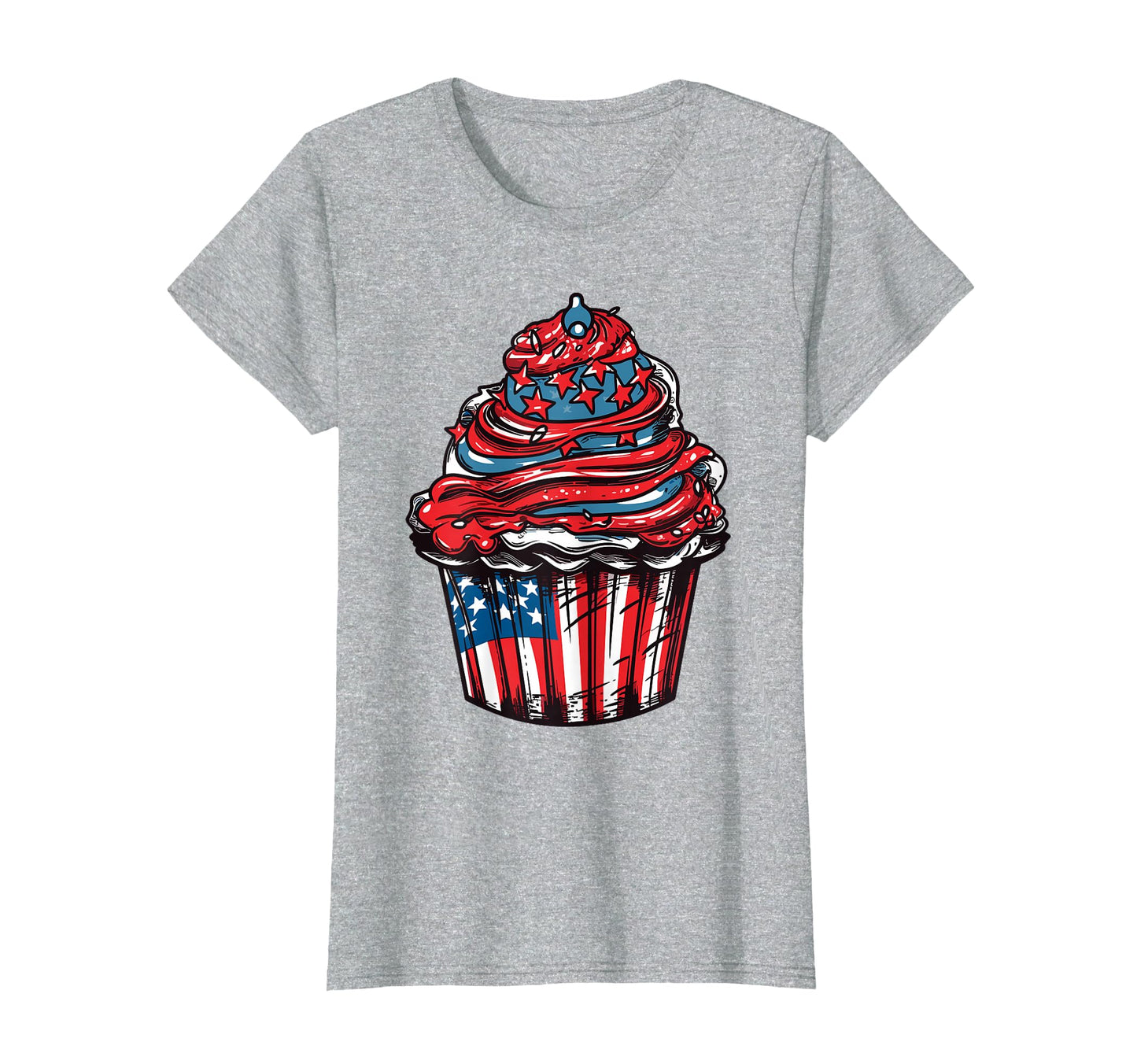 Cupcake American Flag 4Th July Baking T-Shirt - Aesthetic Graphic Unisex - T-Shirt, Sweatshirt, Hoodie