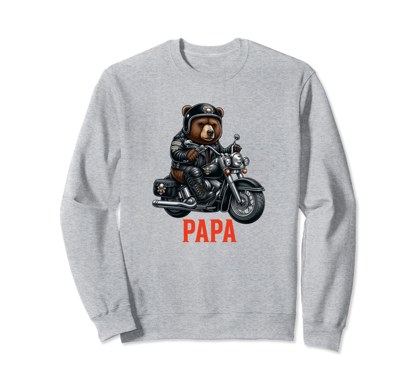 Papa Biker Bear Motorcycle Dad Biker Sweatshirt - Graphic Print Unisex - T-Shirt, Sweatshirt, Hoodie