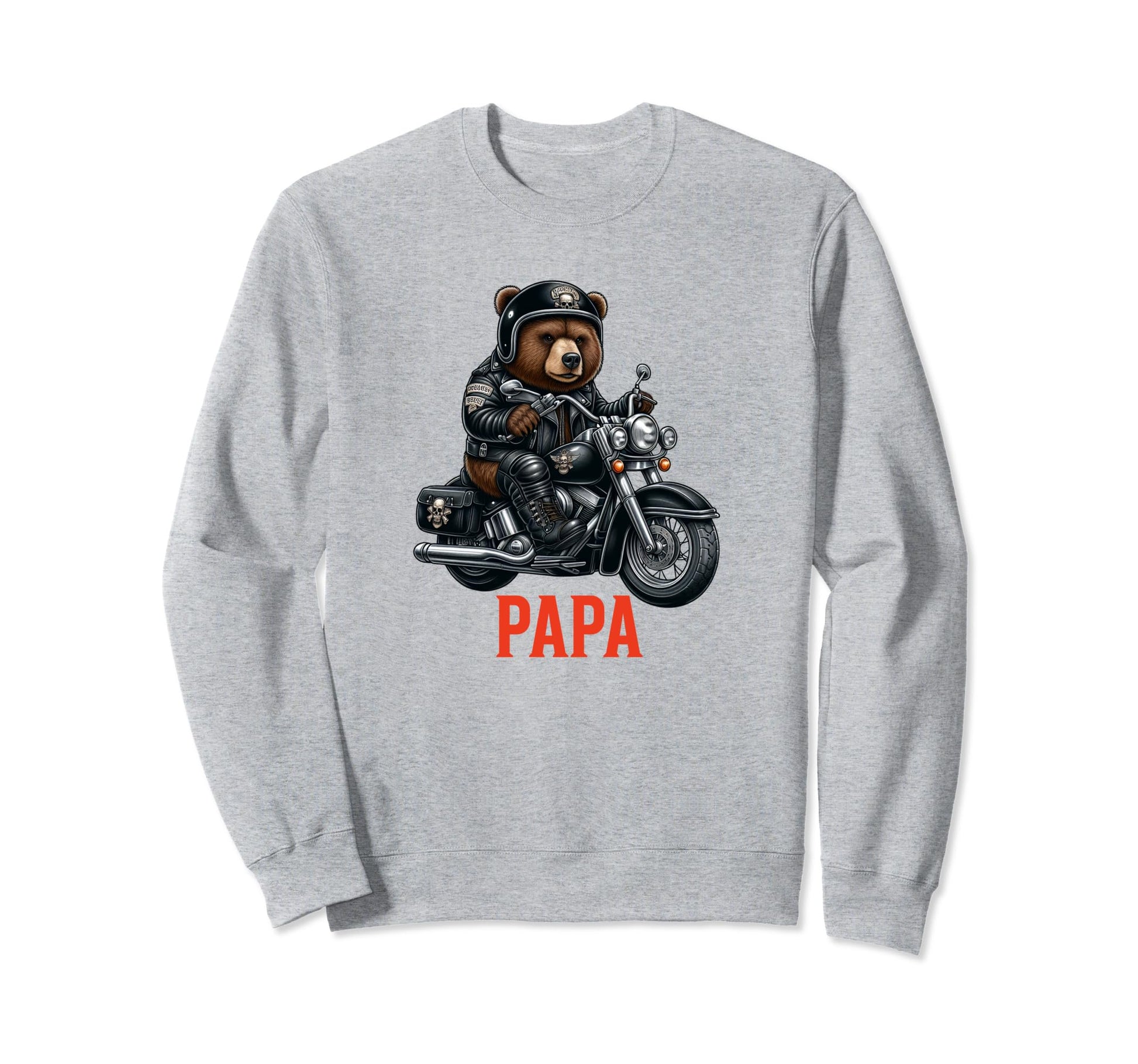 Papa Biker Bear Motorcycle Dad Biker Sweatshirt - Graphic Print Unisex - T-Shirt, Sweatshirt, Hoodie