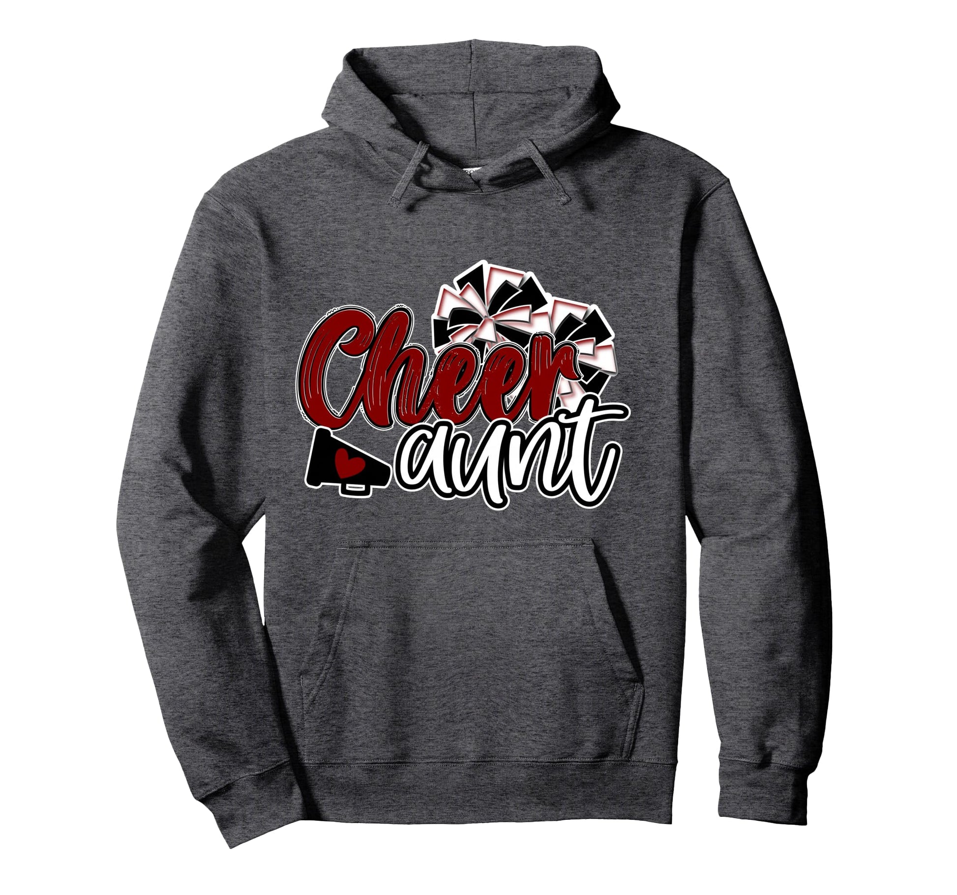 Womens Cheer Aunt Pom Poms Maroon Hoodie - Custom Art Print Men Women - T-Shirt, Sweatshirt, Hoodie