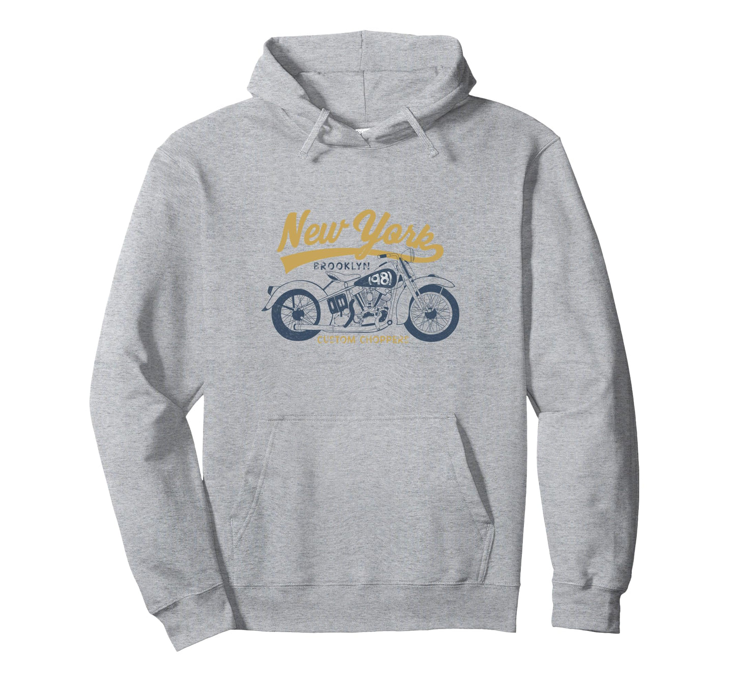 Motorcycle Brooklyn New York Chopper Hoodie - Custom Art Print for Adults - T-Shirt, Sweatshirt, Hoodie