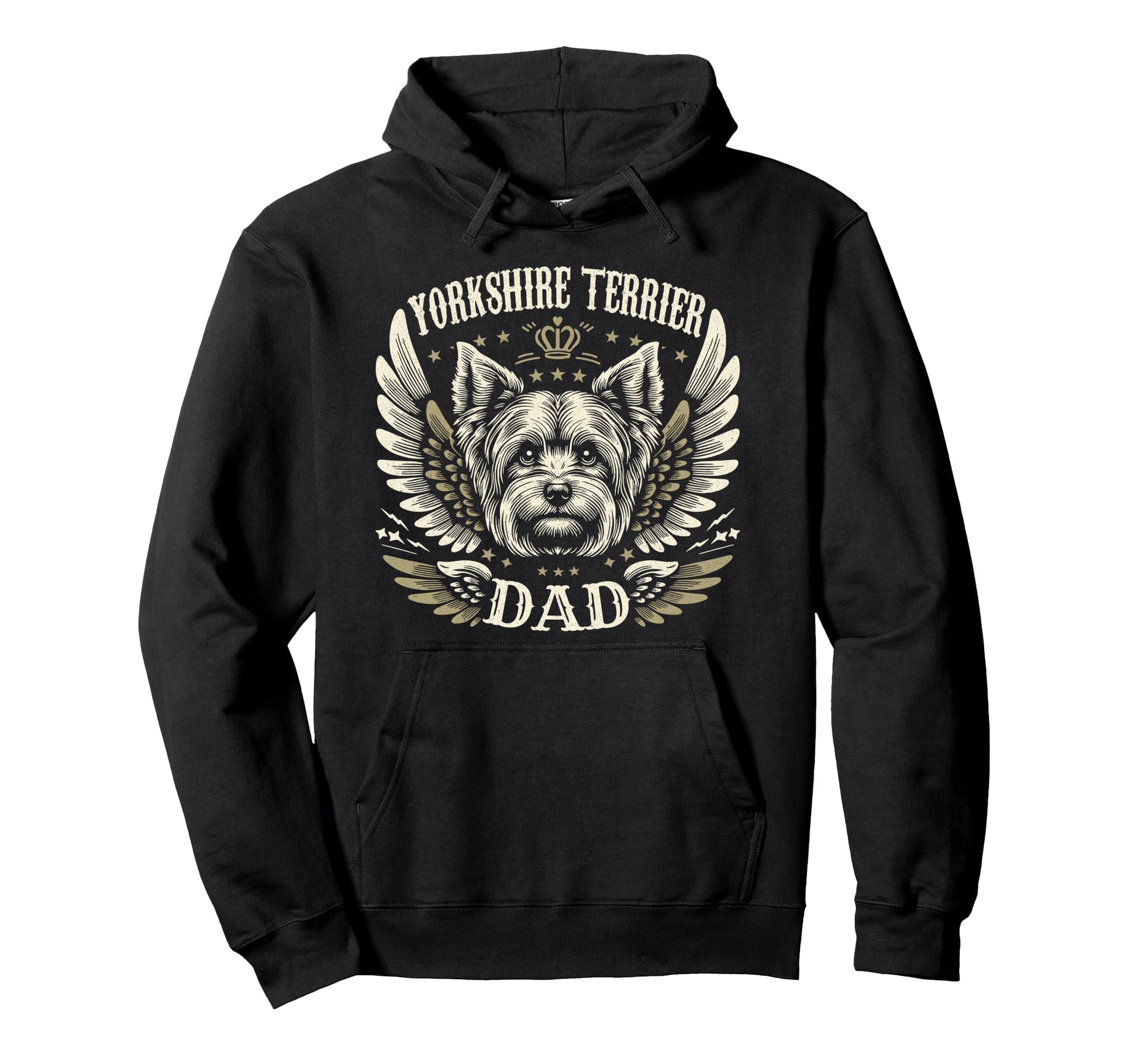 Yorkshire Terrier Dad Biker Wings Hoodie - Trendy Graphic Men Women - T-Shirt, Sweatshirt, Hoodie