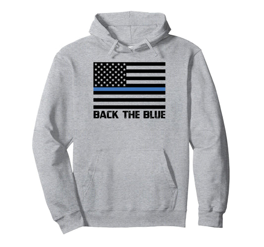 Back Blue Police Support Thin Blue Line Hoodie - Unique Graphic for Adults - T-Shirt, Sweatshirt, Hoodie