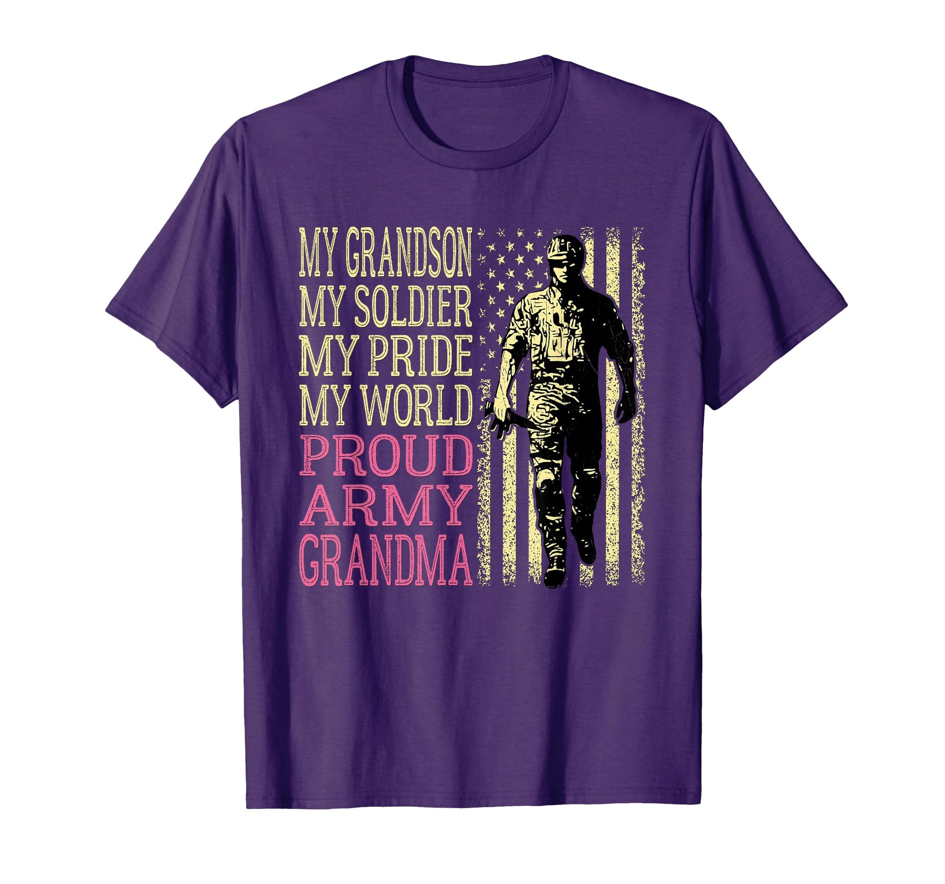 My Grandson My Soldier Hero Proud Army T-Shirt - Trendy Graphic for Adults - T-Shirt, Sweatshirt, Hoodie
