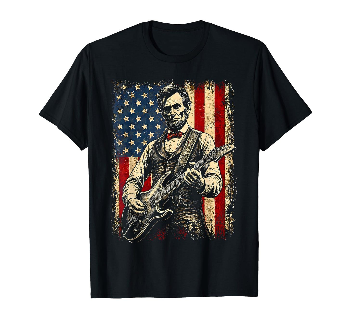 Abraham Lincoln Playing Guitar T-Shirt - Aesthetic Graphic for Adults - T-Shirt, Sweatshirt, Hoodie