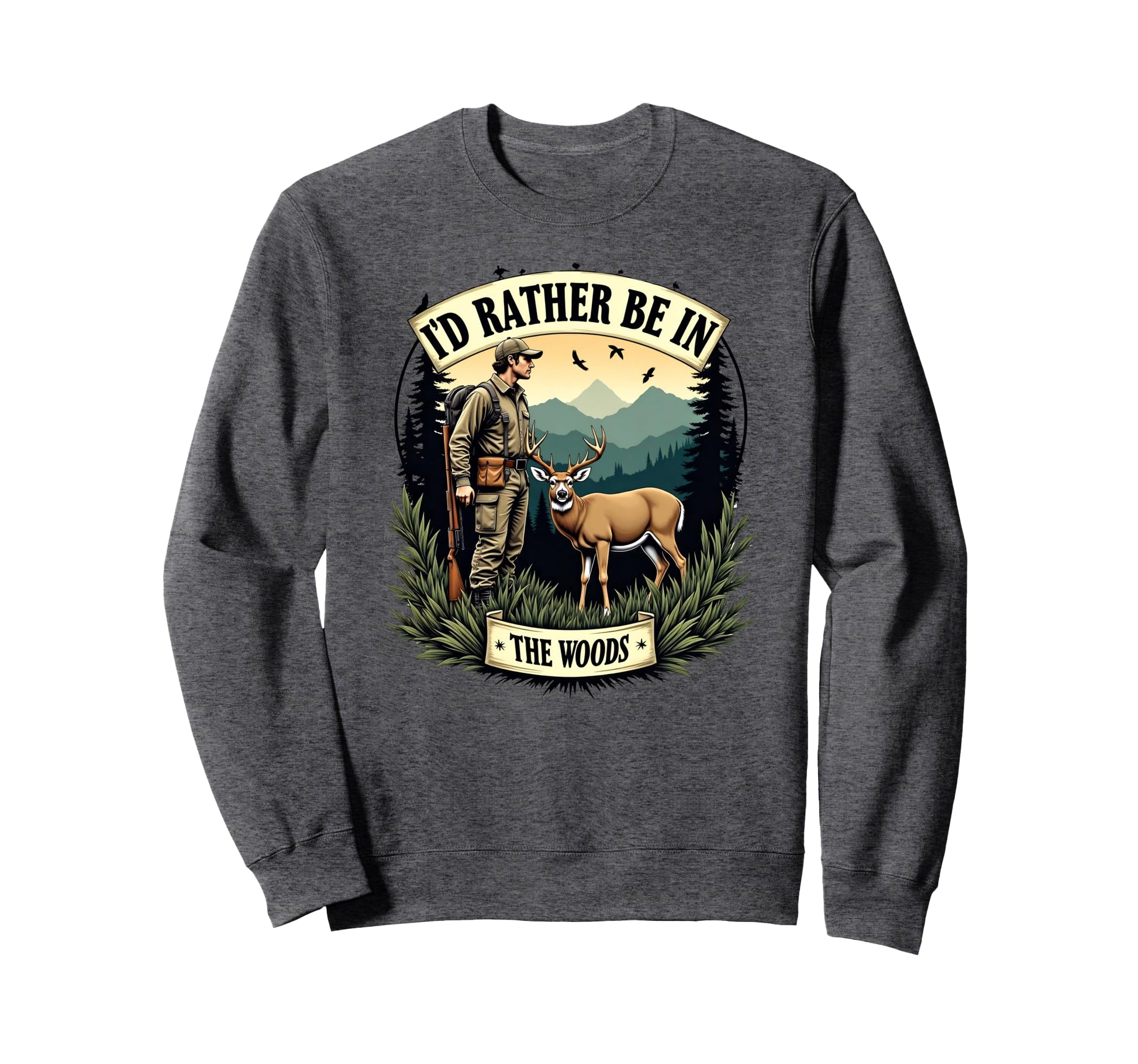 Outdoor Camping Hunting Dad Deer Sweatshirt - Unique Graphic Men Women - T-Shirt, Sweatshirt, Hoodie