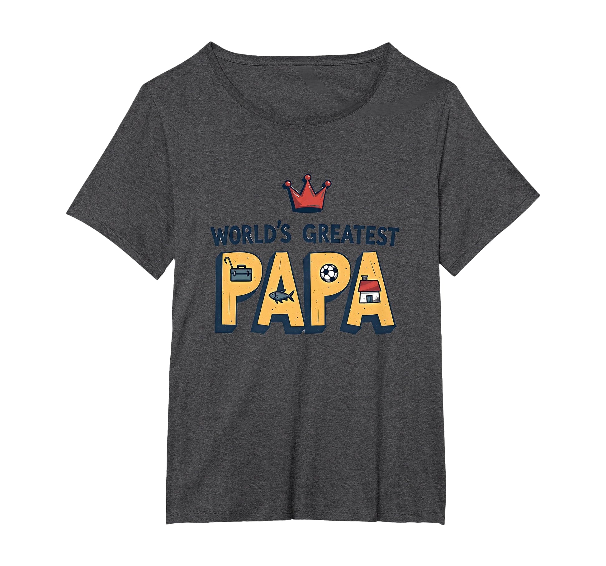 Worlds Greatest Papa Crowned T-Shirt - Fun Novelty Design Men Women - T-Shirt, Sweatshirt, Hoodie