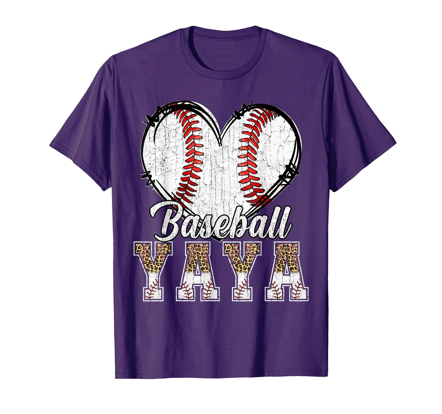 Softball Baseball Yaya Heart Leopard T-Shirt - Novelty Apparel Men Women - T-Shirt, Sweatshirt, Hoodie