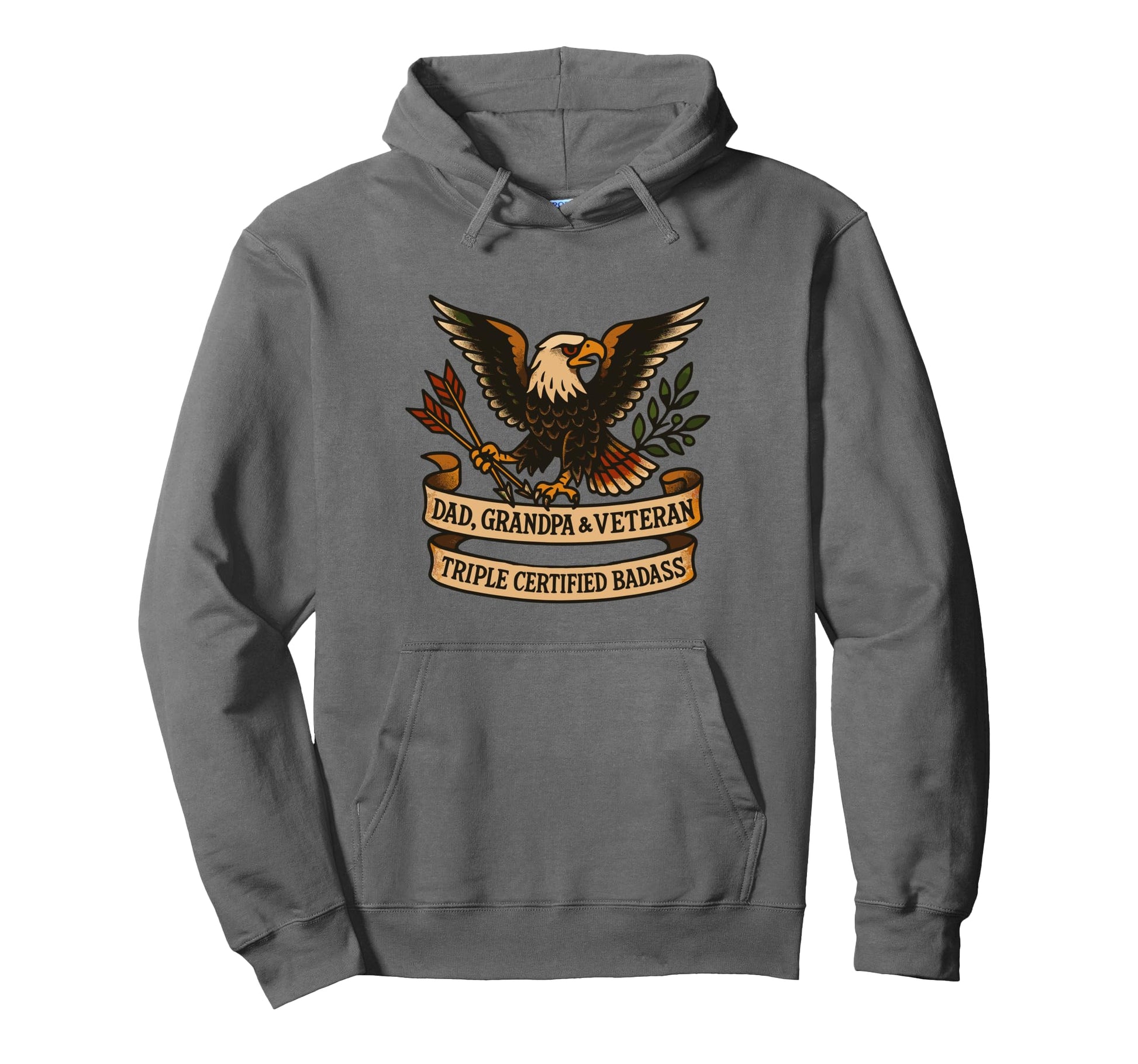 Dad Grandpa Veteran Patriotic Hoodie - Casual Everyday Wear for Adults - T-Shirt, Sweatshirt, Hoodie