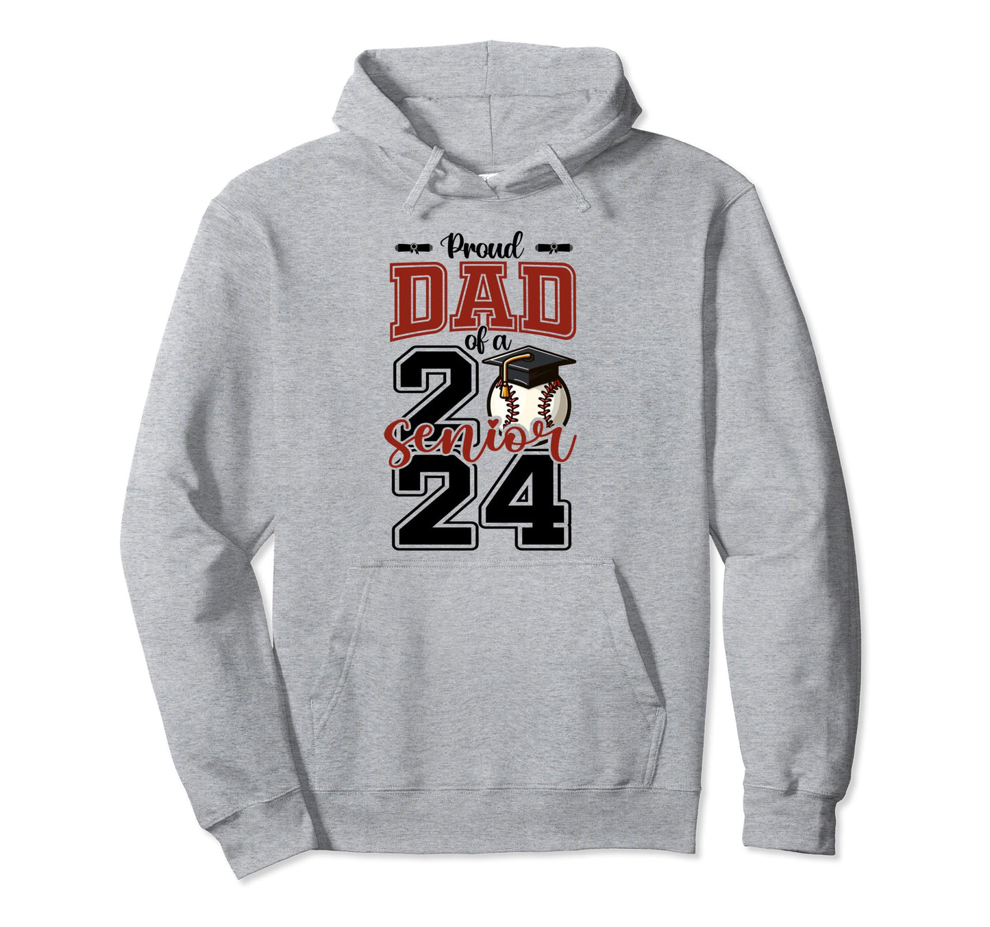 Proud Dad 2024 Baseball Senior Hoodie - Custom Art Print for Adults - T-Shirt, Sweatshirt, Hoodie