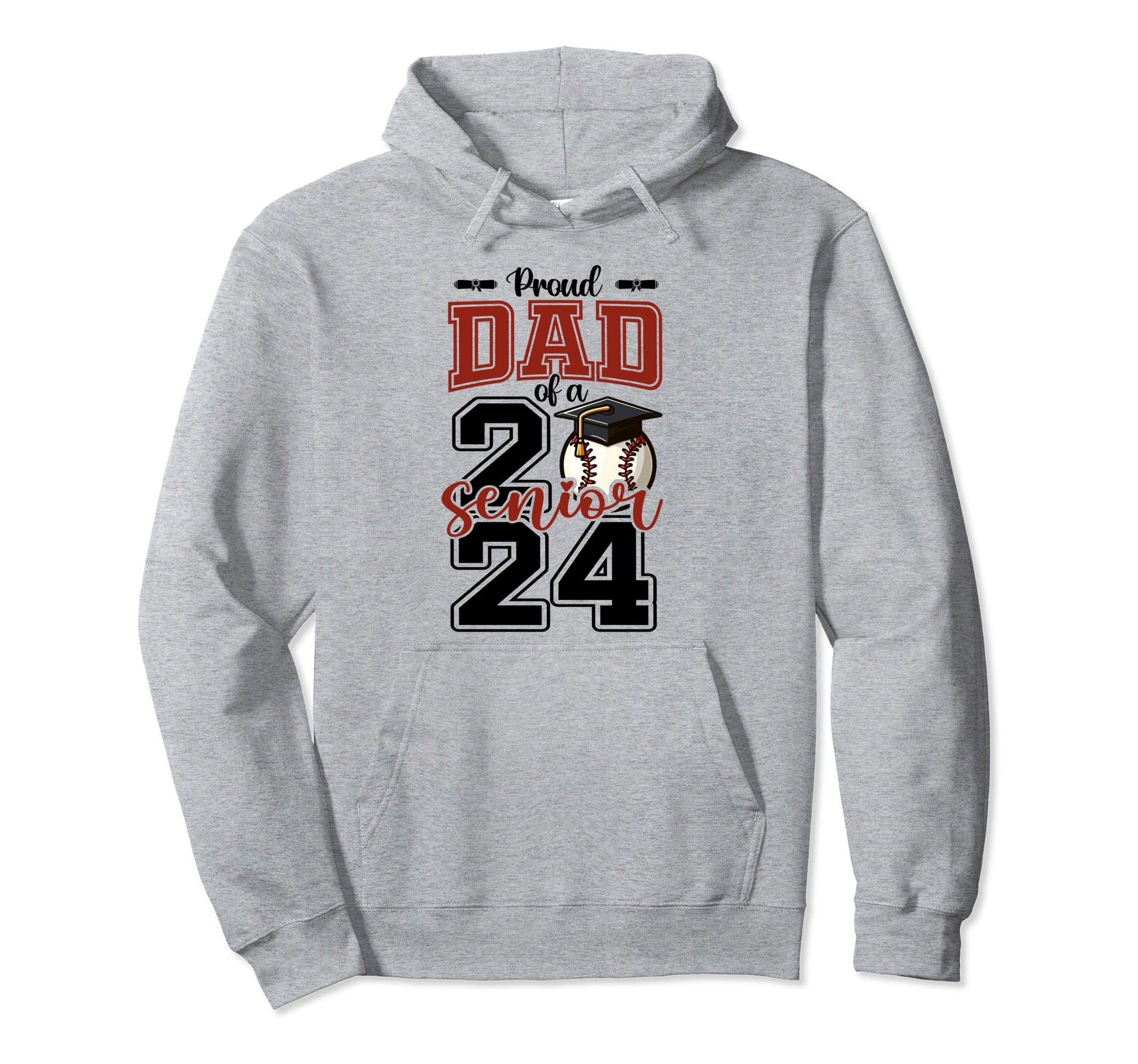 Proud Dad 2024 Baseball Senior Hoodie - Custom Art Print for Adults - T-Shirt, Sweatshirt, Hoodie