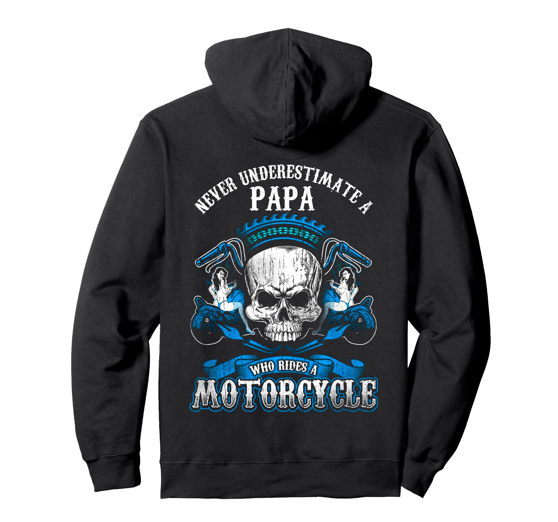 Papa Biker Who Rides Motorcycle Dad Hoodie - Graphic Print for Adults - T-Shirt, Sweatshirt, Hoodie