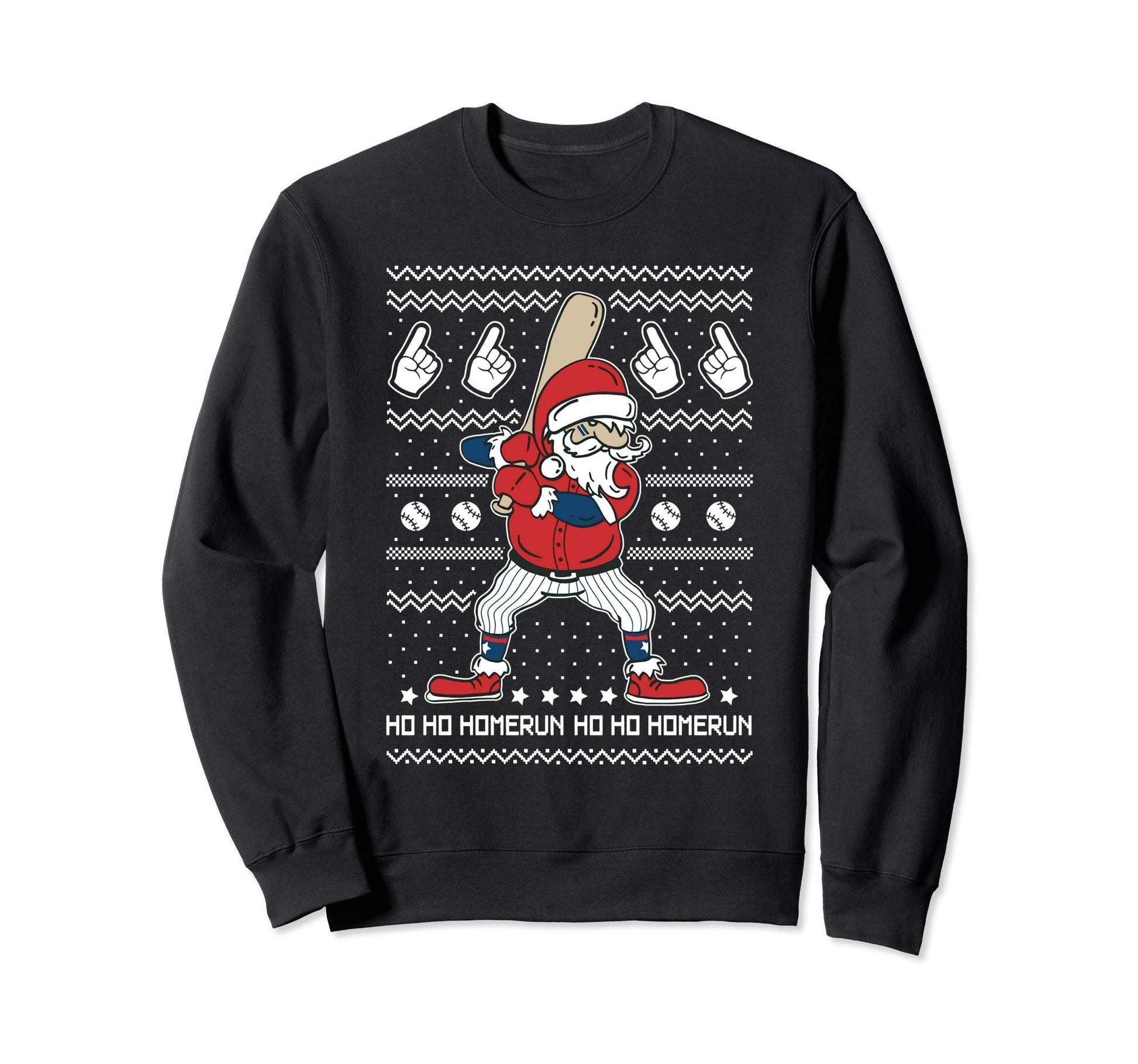 Santa Baseball Fan Home Run Funny Ugly Sweatshirt - Novelty Apparel Unisex - T-Shirt, Sweatshirt, Hoodie