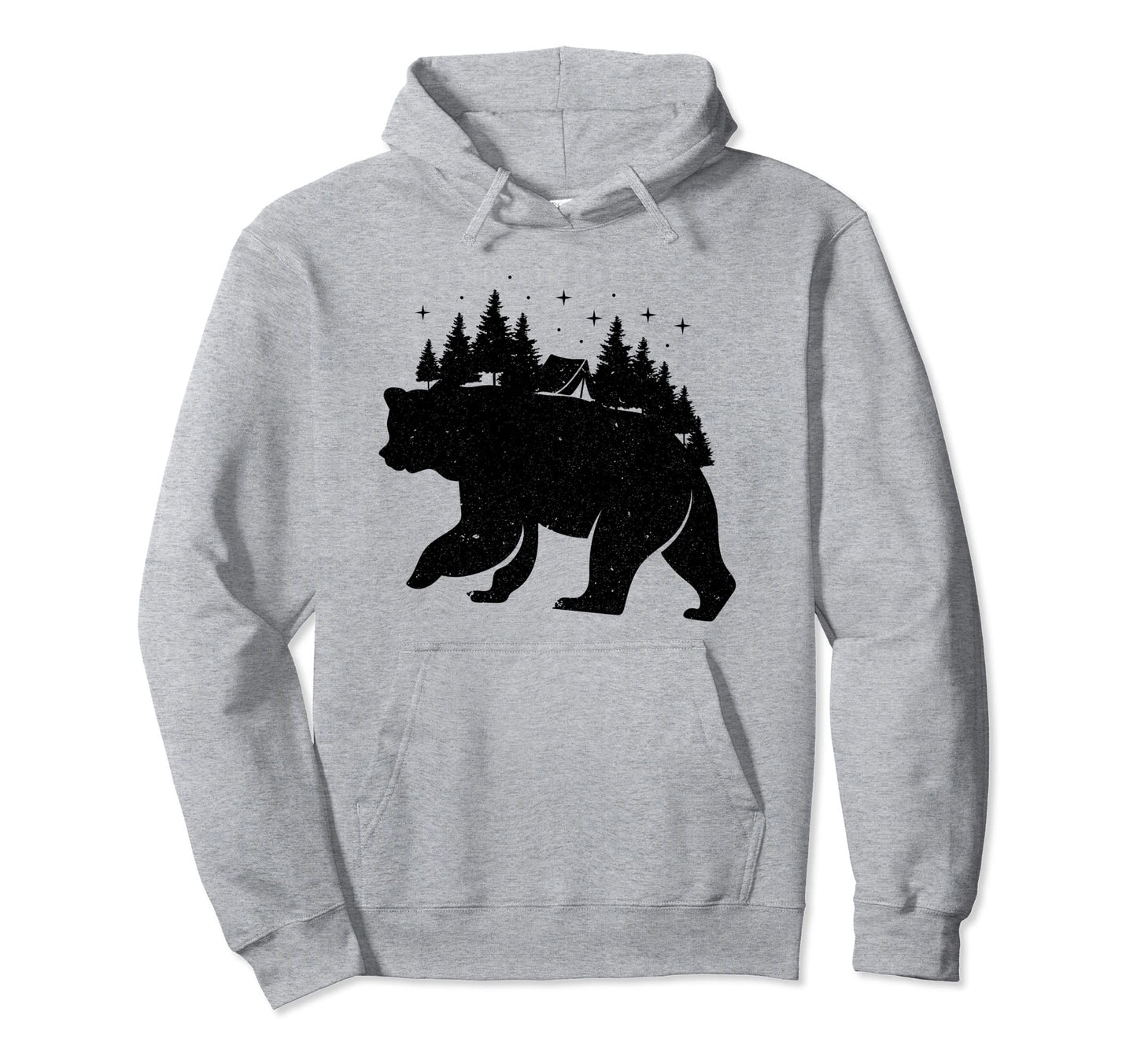 Camping Bear Grizzly Wildlife Nature Hoodie - Aesthetic Graphic Unisex - T-Shirt, Sweatshirt, Hoodie