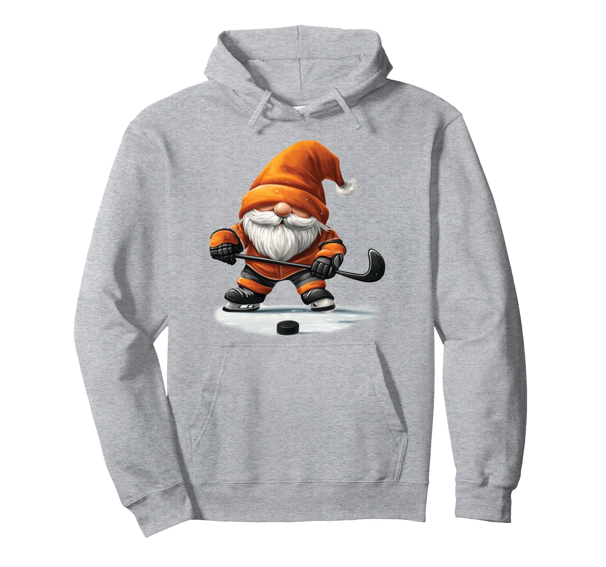 Hockey Gnome Playing Stick Hoodie - Unique Graphic for Adults - T-Shirt, Sweatshirt, Hoodie
