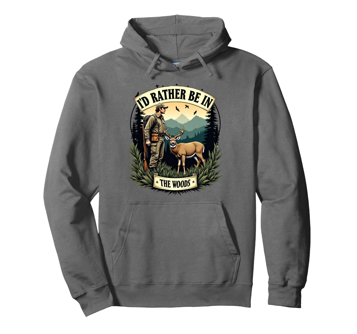 Outdoor Camping Hunting Dad Deer Buck Hoodie - Graphic Print for Adults - T-Shirt, Sweatshirt, Hoodie